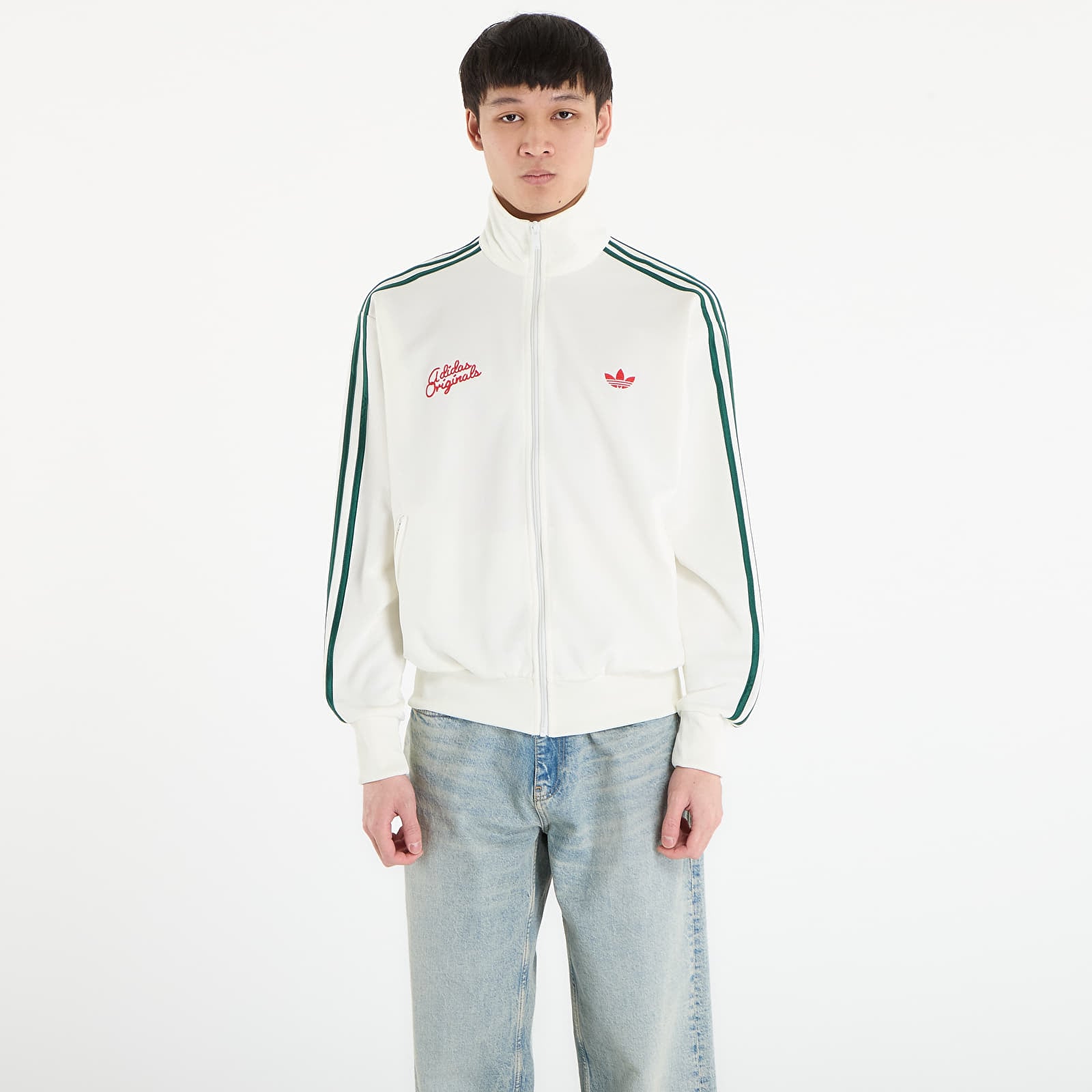 Puloverji   adidas Tt Off White/ Collegiate Green