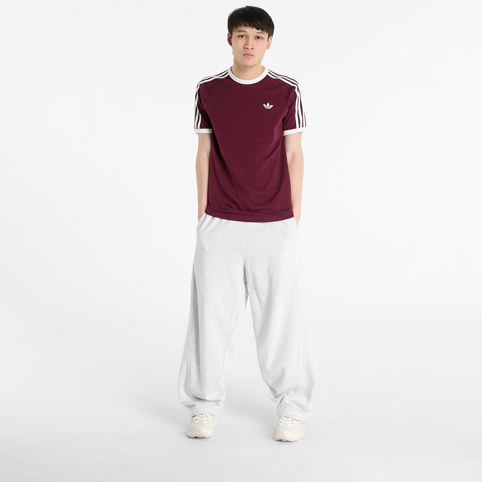 T-Shirts Männer adidas 3S Tee Maroon/ Off White
