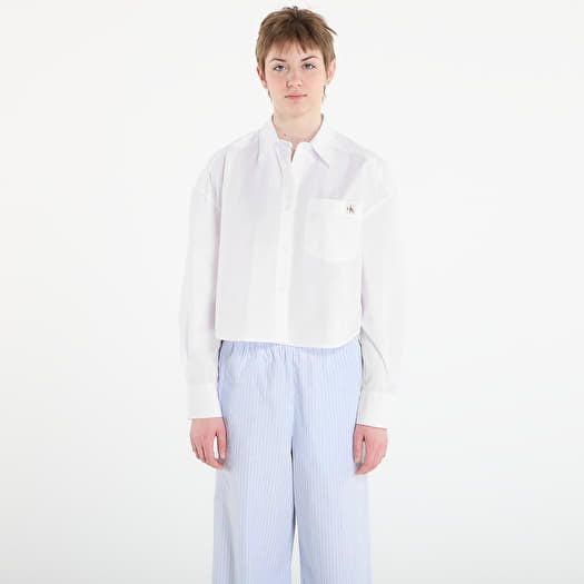 Calvin Klein Jeans Cotton Poplin Cropped Shirt White