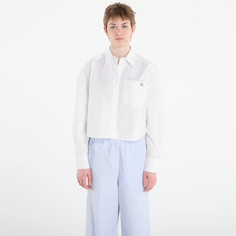 Hemd Calvin Klein Jeans Cotton Poplin Cropped Shirt White