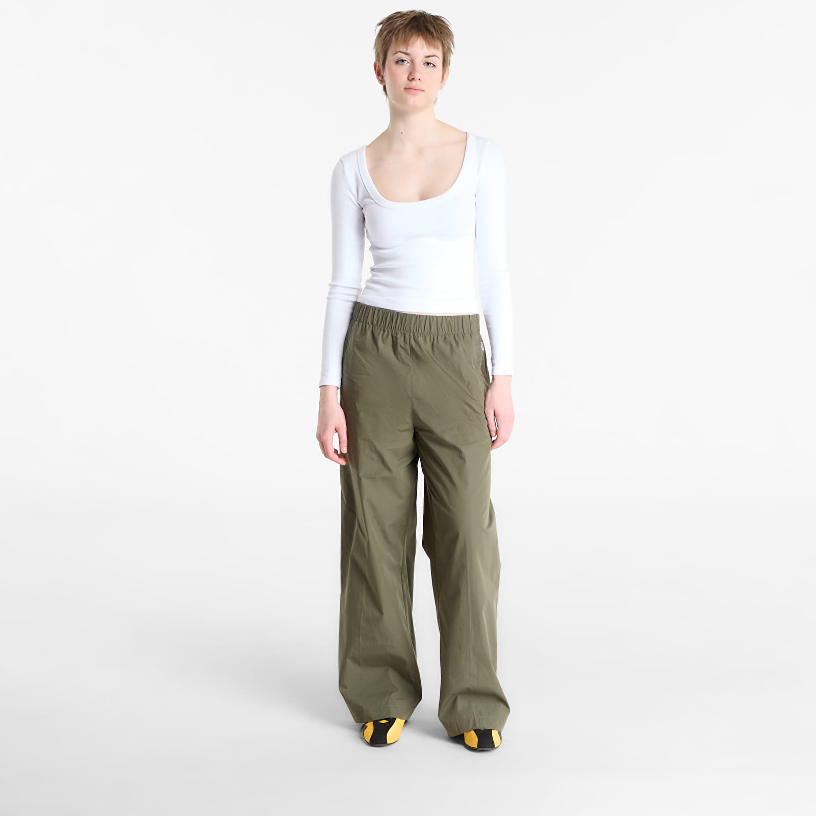 Dámske nohavice Calvin Klein Jeans Poplin Ewaist Pull O Pants Fatigue