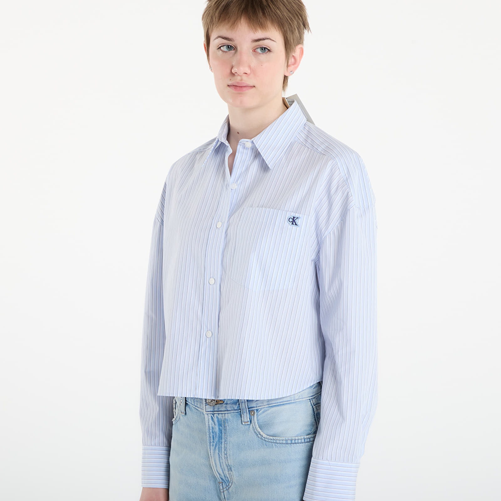 Camicie donna Calvin Klein Jeans Yarndye Cotton Poplin Shirt Blue