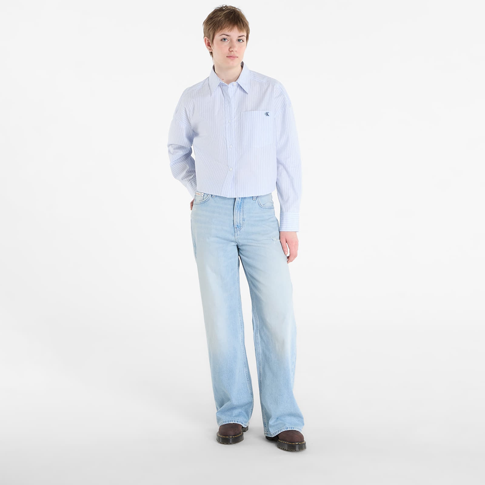 Camicie donna Calvin Klein Jeans Yarndye Cotton Poplin Shirt Blue