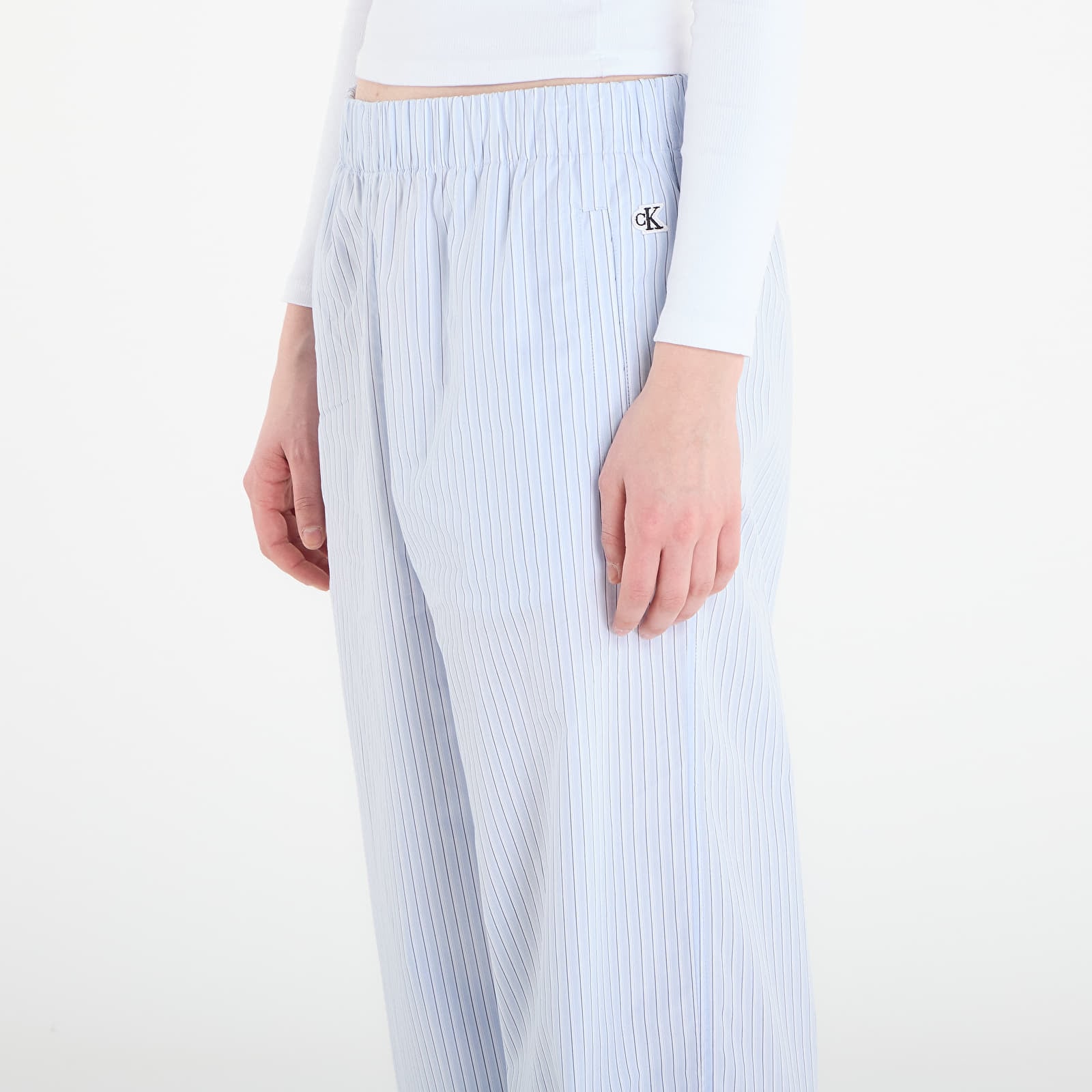 Dámske nohavice Calvin Klein Jeans Poplin Ewaist Pull O Pants Blue