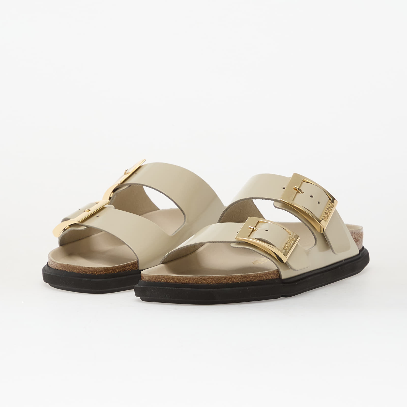 Ženske tenisice Birkenstock Arizona Droplet Buckle Natural Leather Patent Women High-Shine Ecru