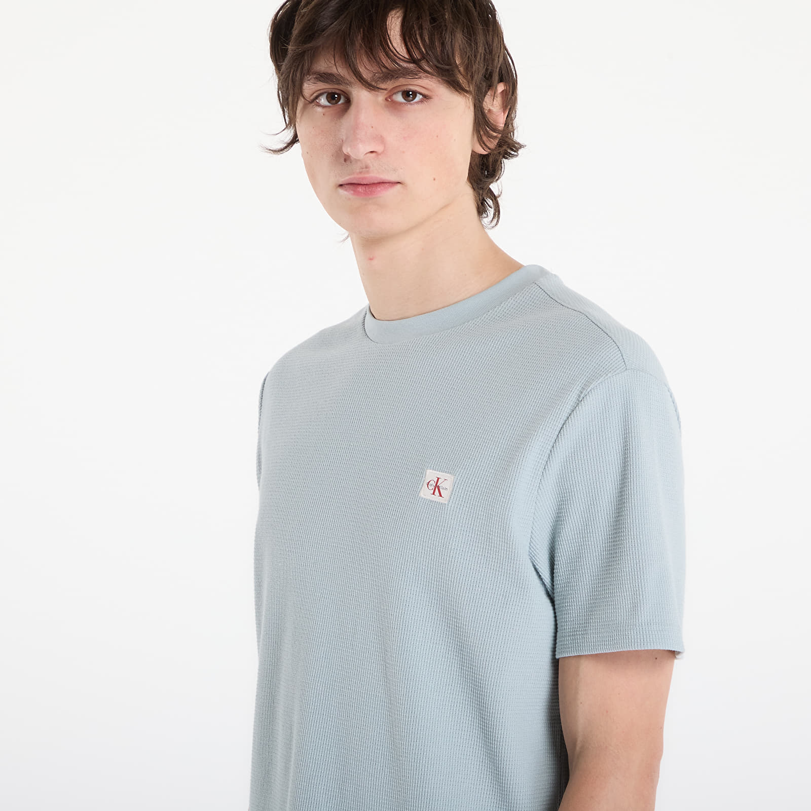 T-shirts Calvin Klein Jeans Ss Waffle Badge Crew Tee Gray