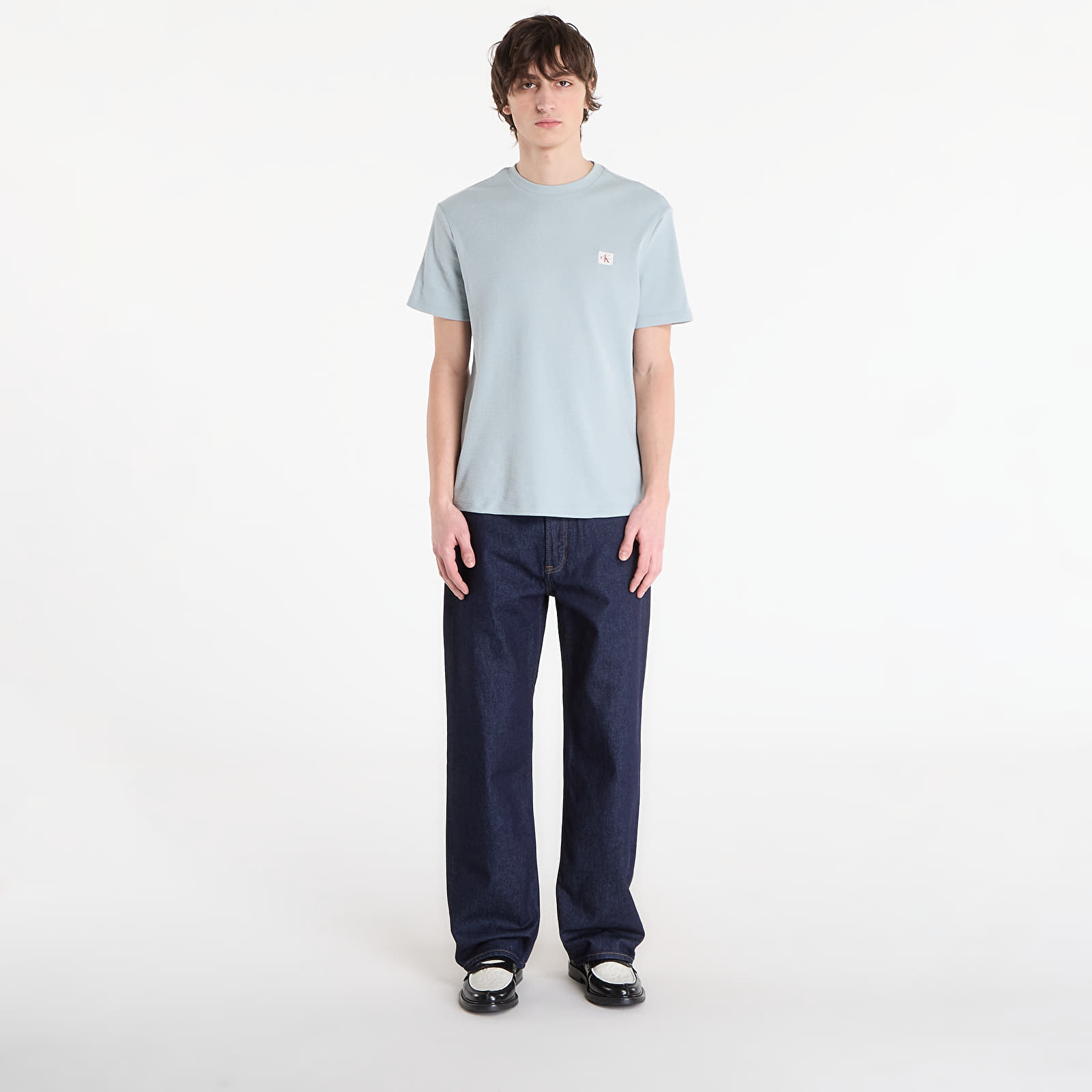 T-shirts Calvin Klein Jeans Ss Waffle Badge Crew Tee Gray