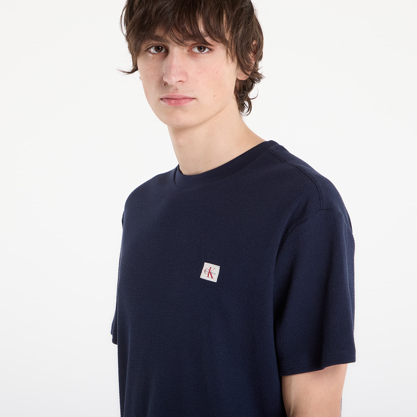 T-shirts Calvin Klein Jeans Ss Waffle Badge Crew Tee Blue