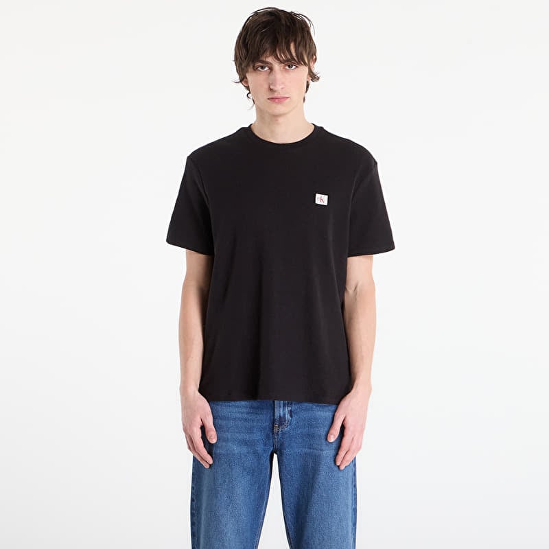 Marškinėliai Calvin Klein Jeans Ss Waffle Badge Crew Tee Black