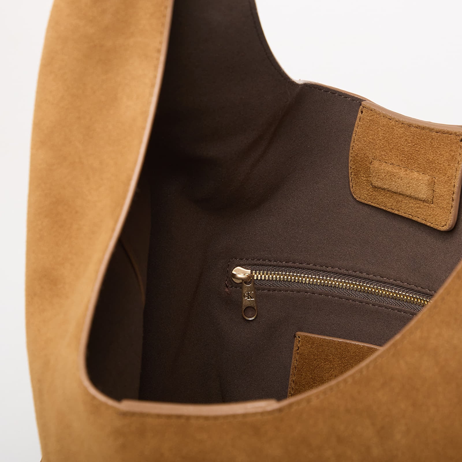 Vīriešu plecu somas Calvin Klein Slouchy Suede Leather Brown