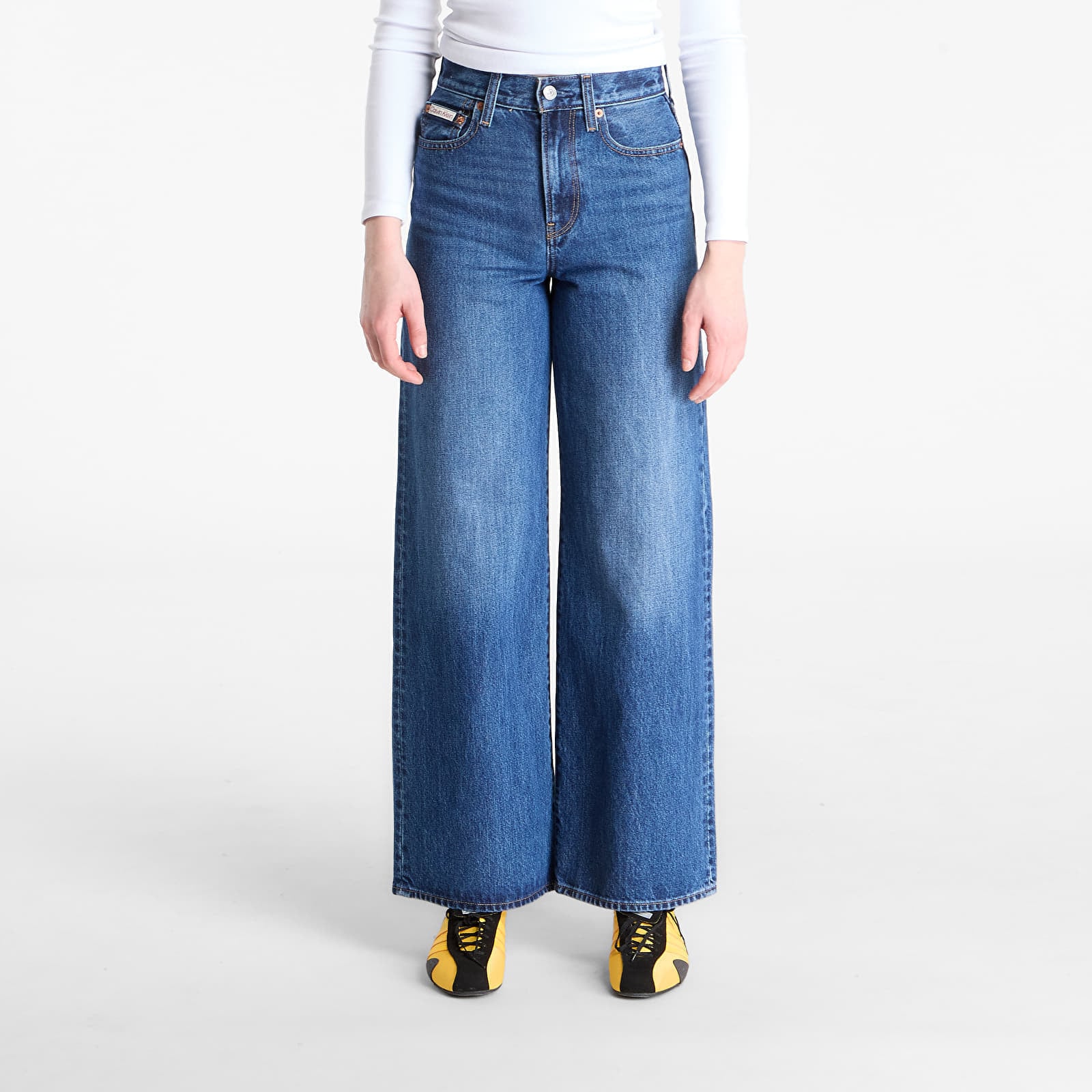 Blugi Calvin Klein Jeans The Wide Leg Jeans Blue XS/26