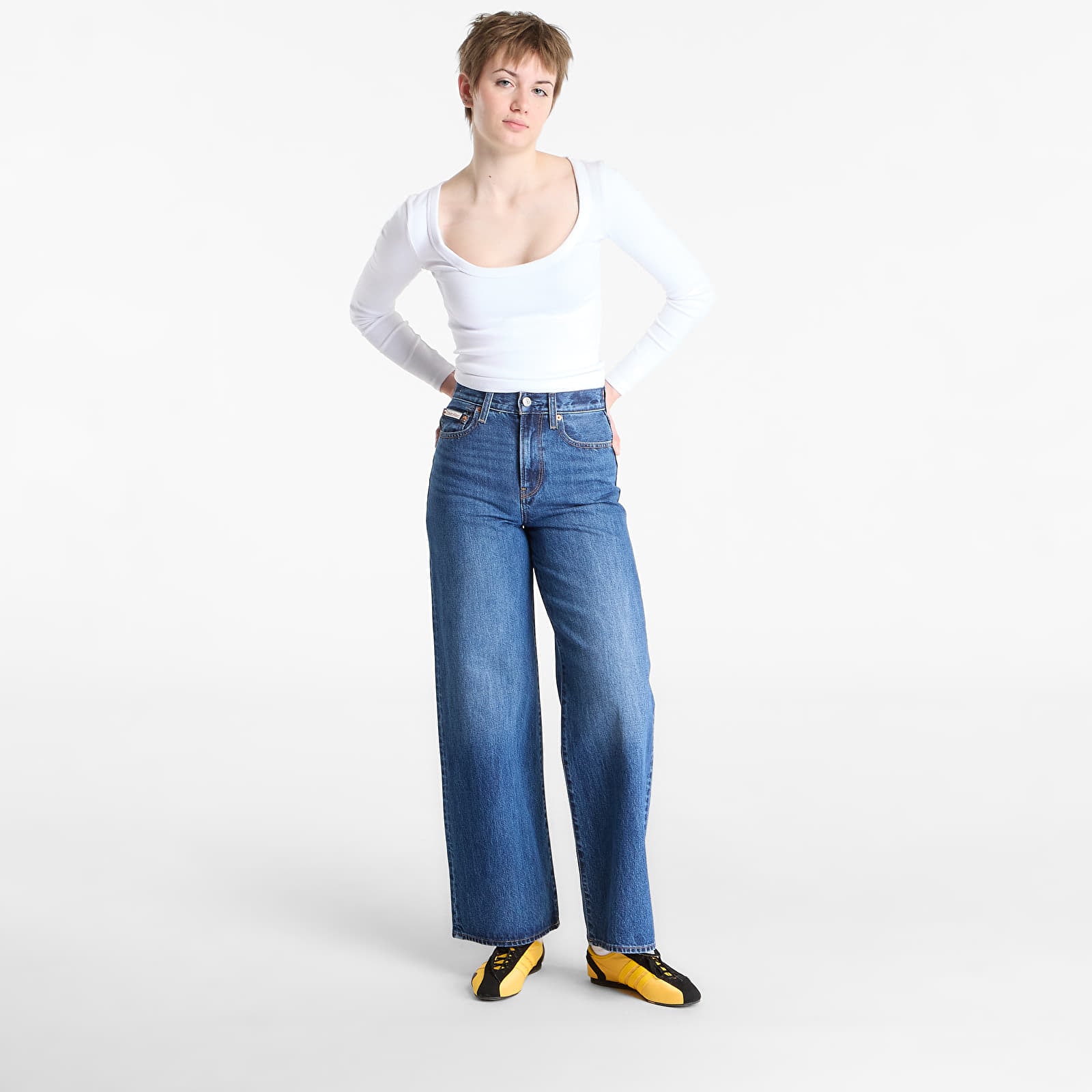 Dámske jeans Calvin Klein Jeans The Wide Leg Jeans Blue