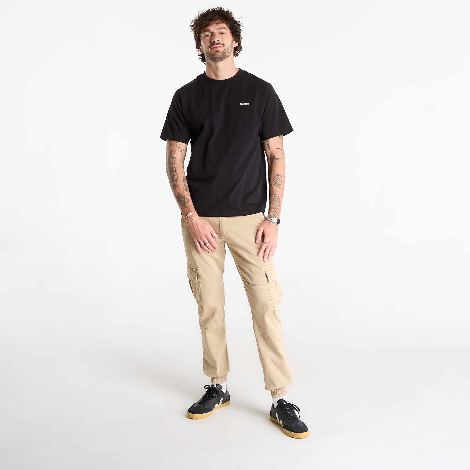 Krovininės kelnės Urban Classics Washed Cargo Twill Jogging Pants Beige