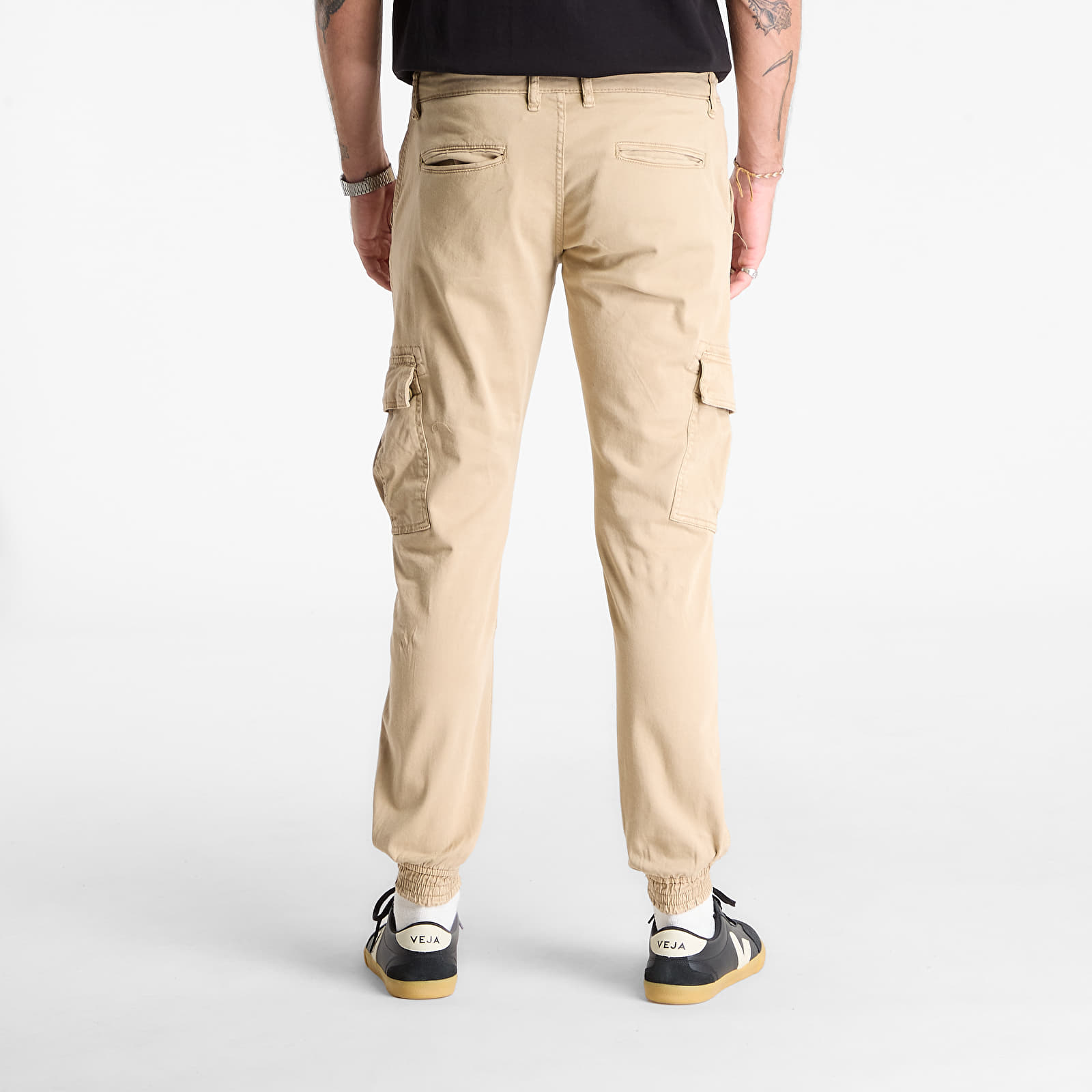 Krovininės kelnės Urban Classics Washed Cargo Twill Jogging Pants Beige