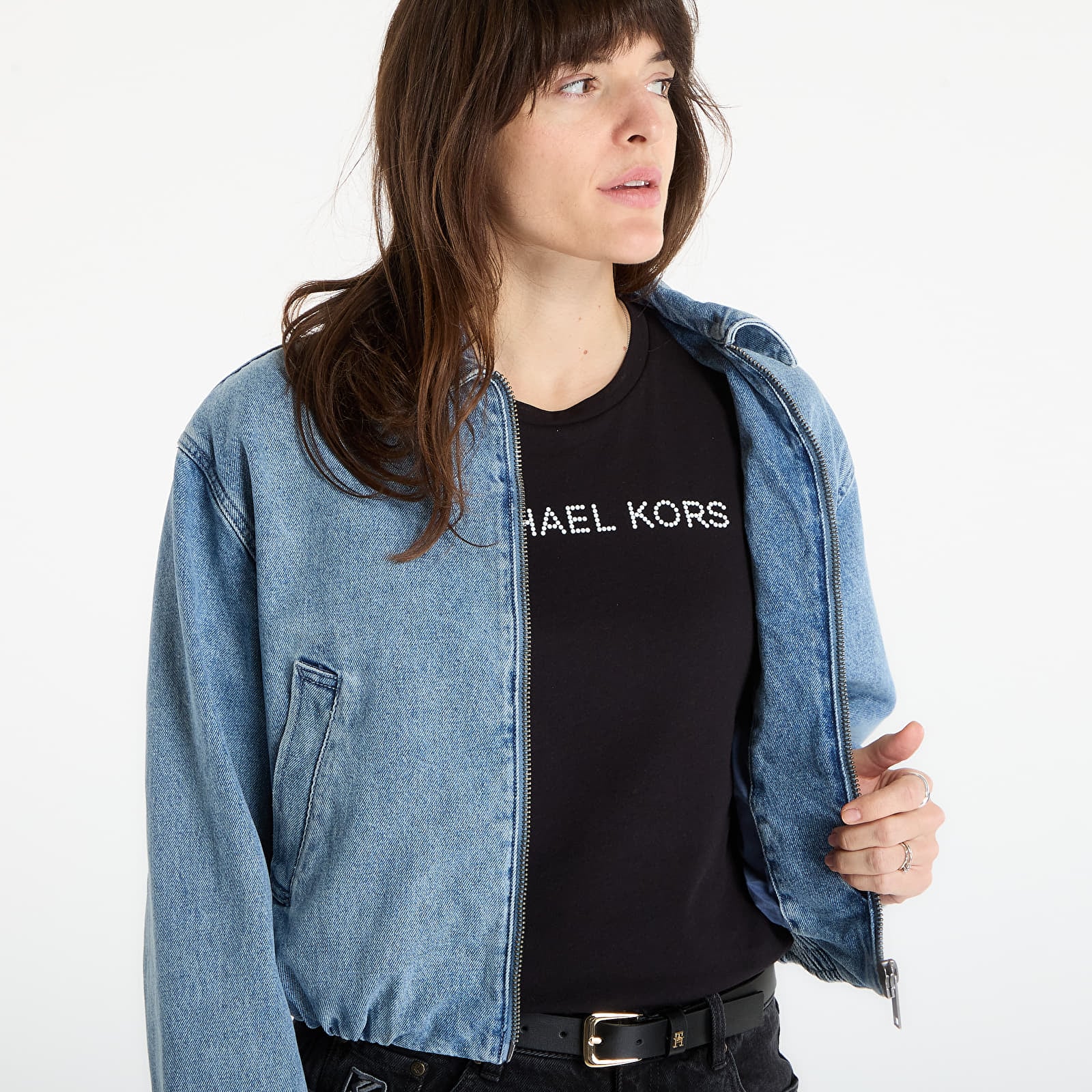 Jackets Michael Kors Denim Bomber Jacket Horizon Wash