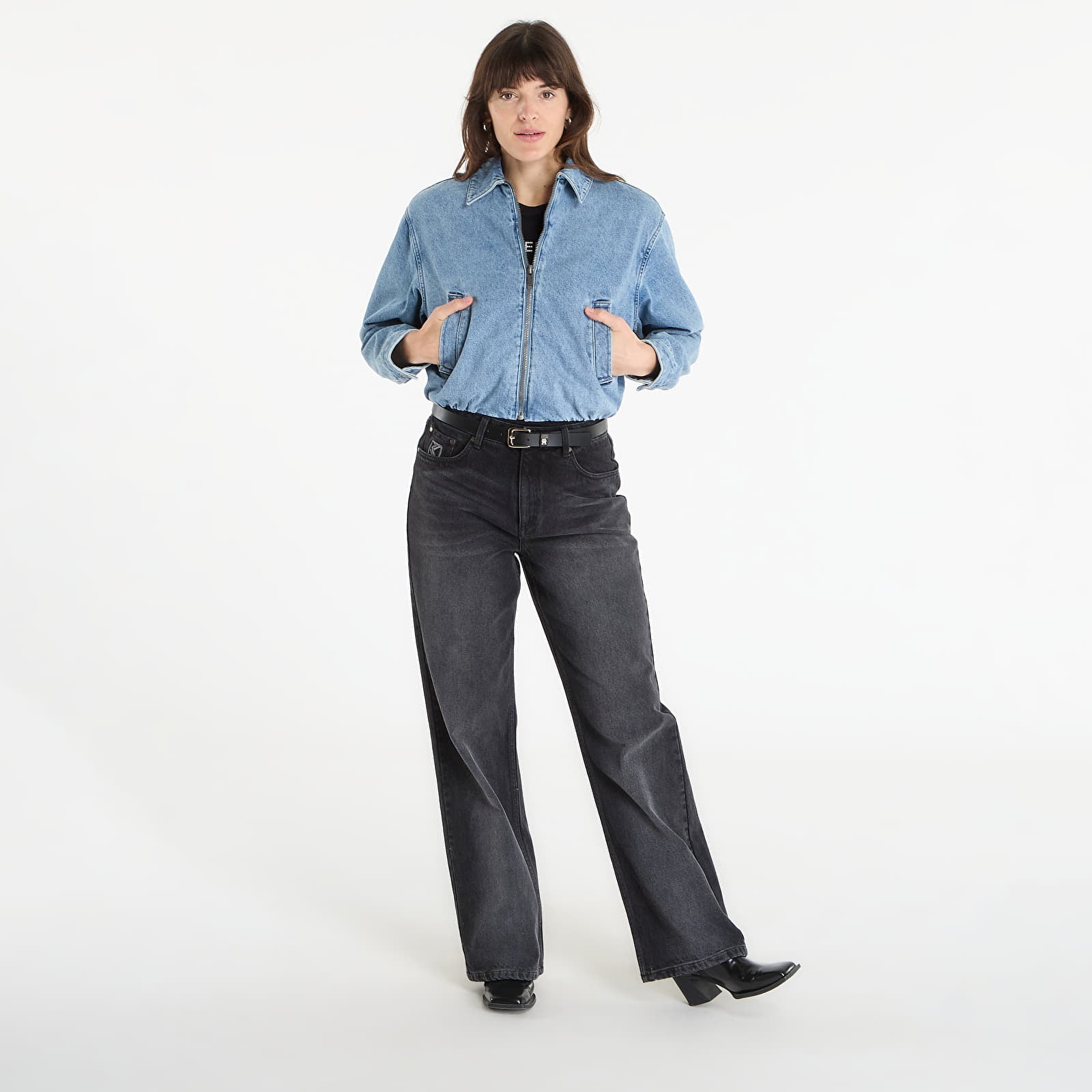 Jackets Michael Kors Denim Bomber Jacket Horizon Wash