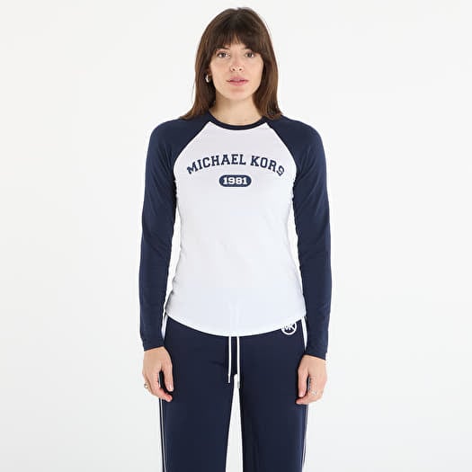 T-krekls Michael Kors Crew Ls Logo Fitted Tee Midnight Blue
