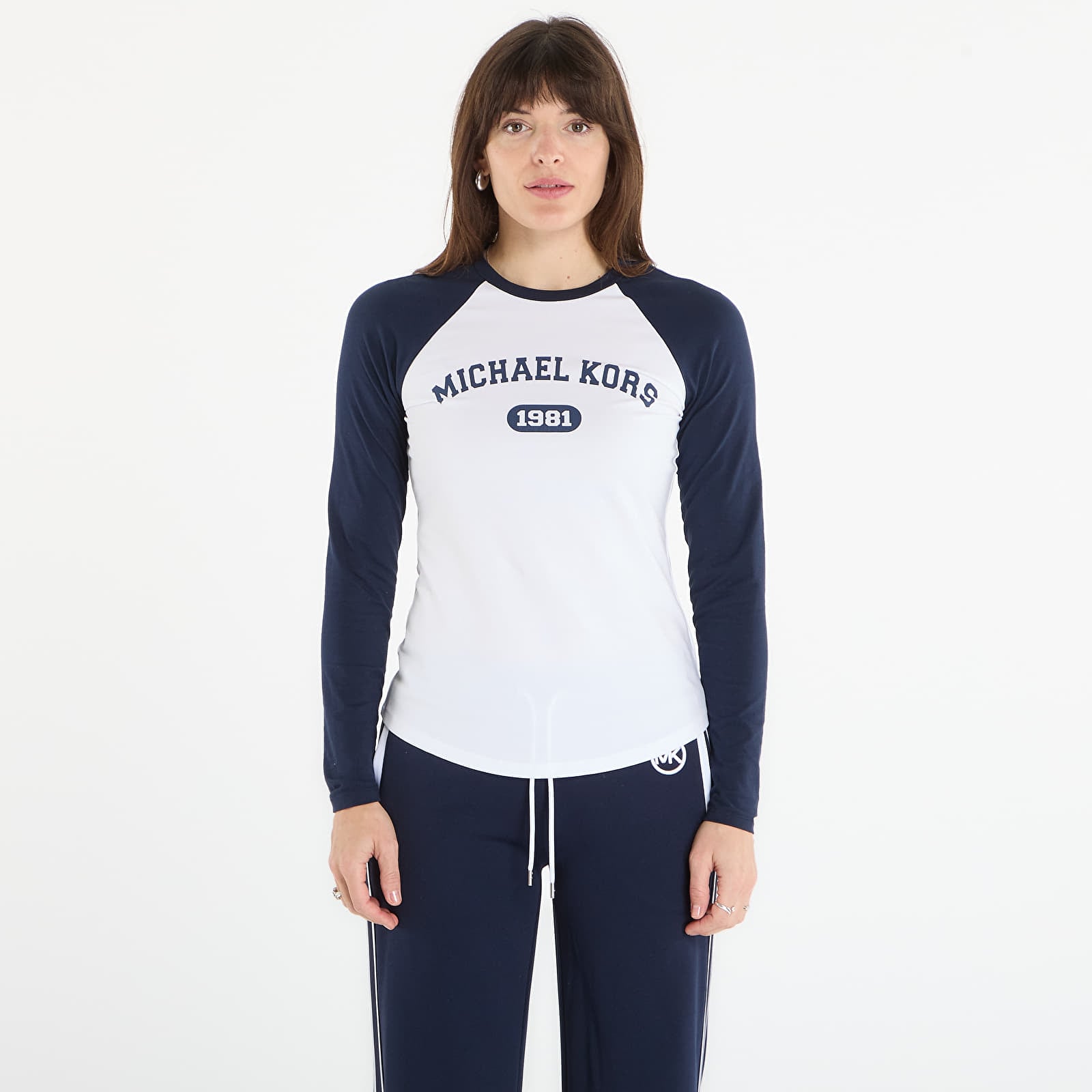 T-shirts Michael Kors Crew Ls Logo Fitted Tee Midnight Blue
