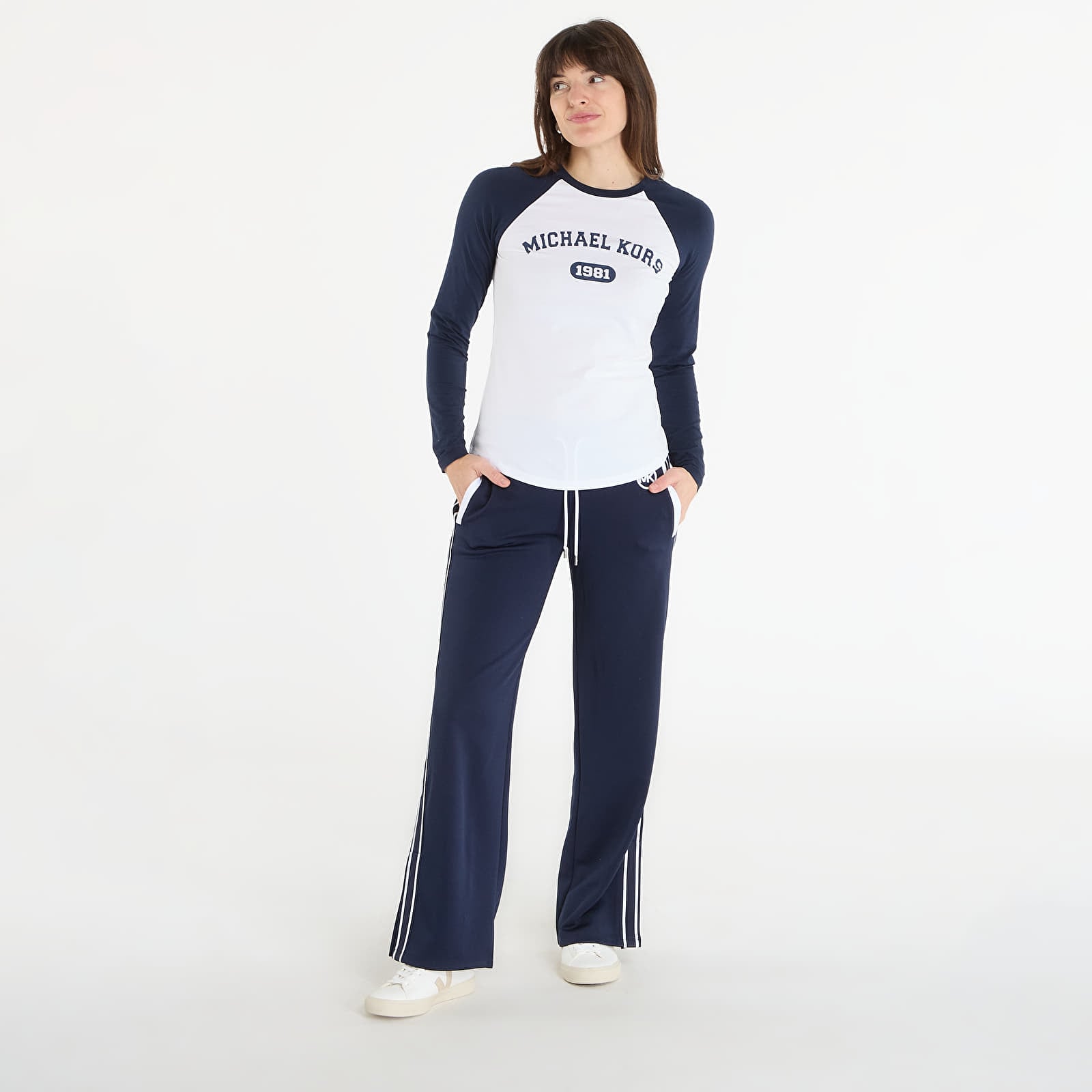 T-shirts Michael Kors Crew Ls Logo Fitted Tee Midnight Blue