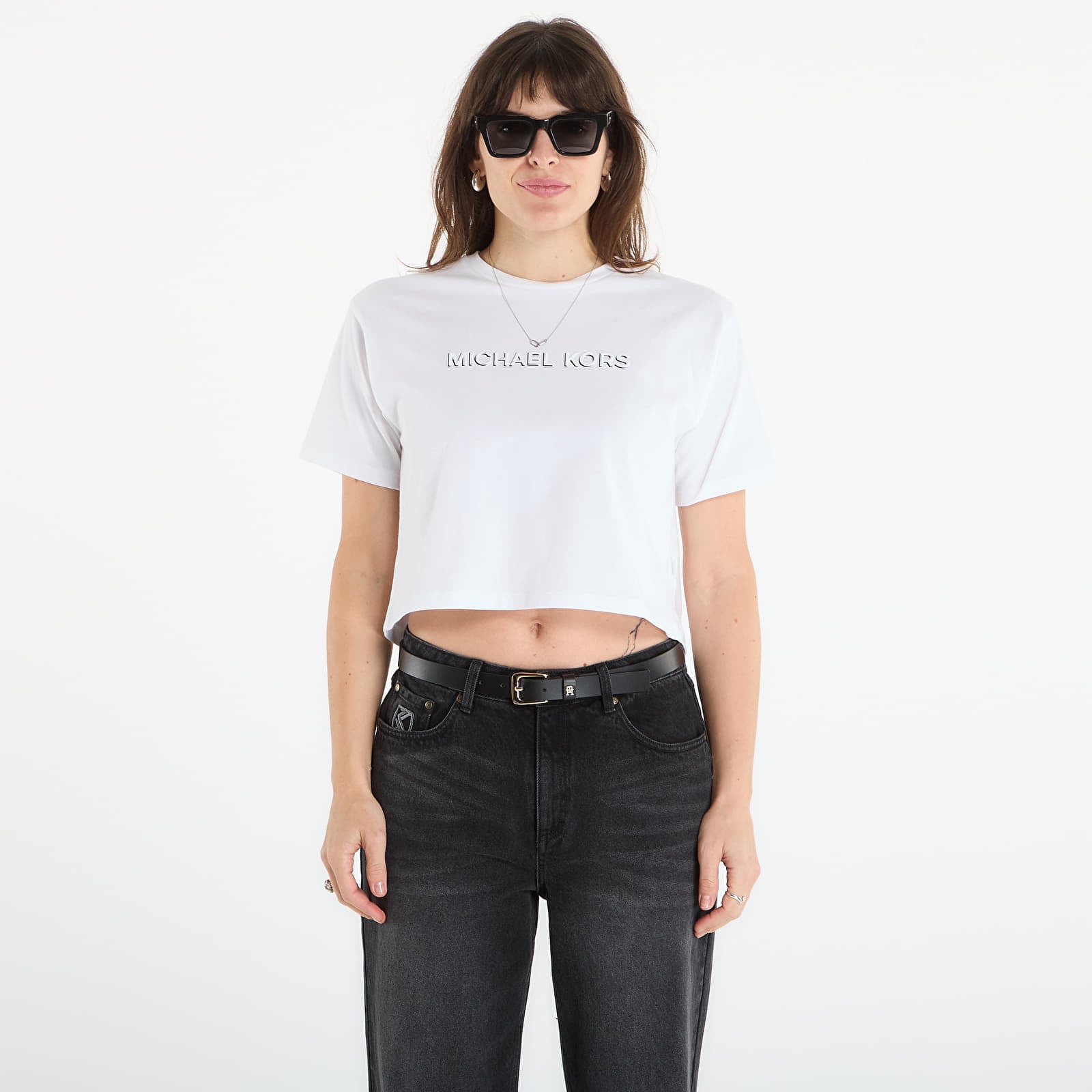 Tricou Michael Kors Mk Shdw Embssed Logo Tee White L