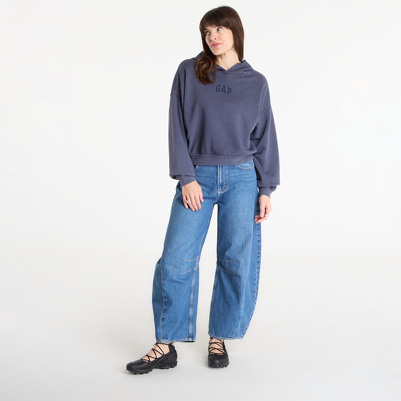 Mikinas ar kapuci un sporta krekli GAP V-Gap Mini Arch Pullover Hoodie Grey