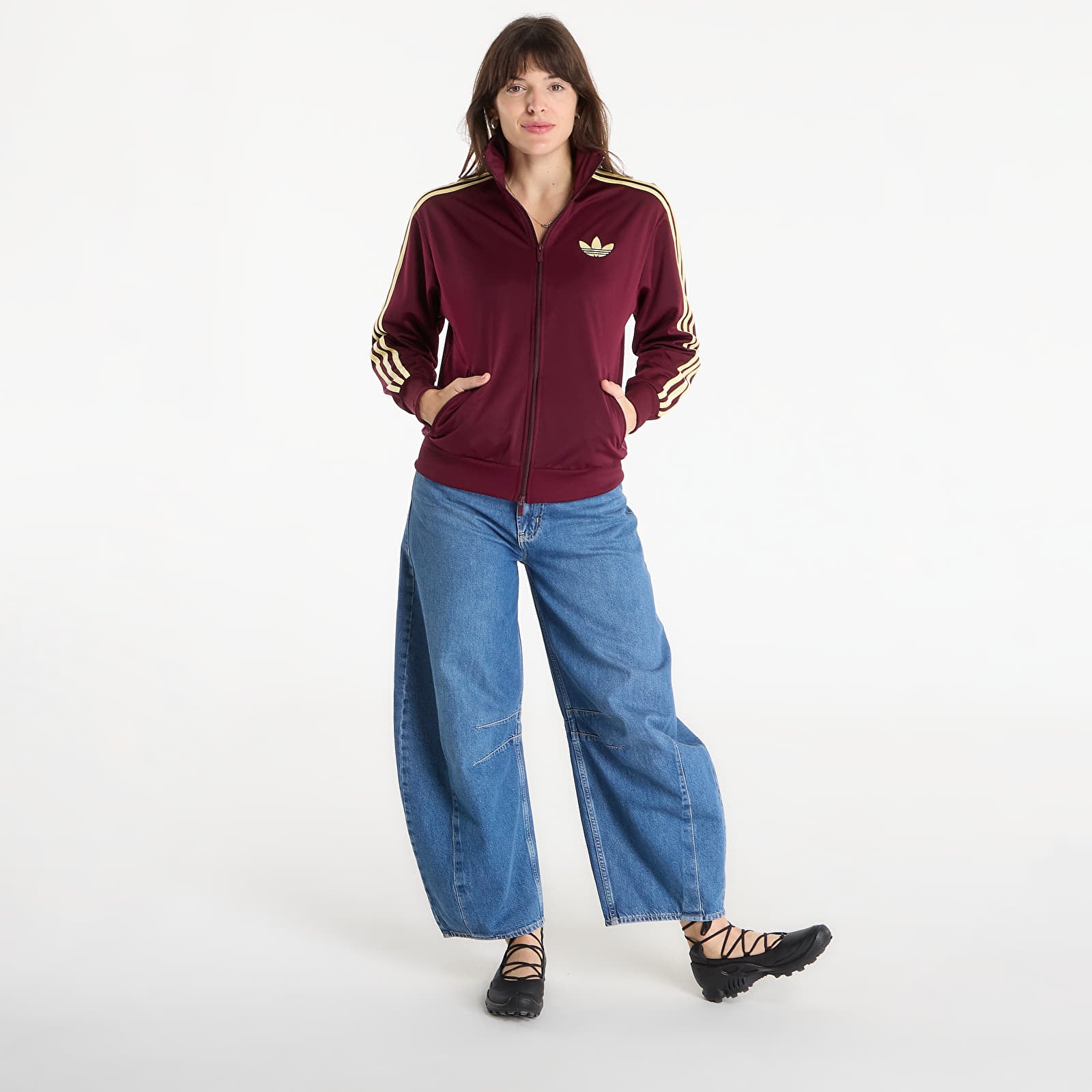 Ženske dukserice adidas Fb Tt Loose Maroon/ Almost Yellow