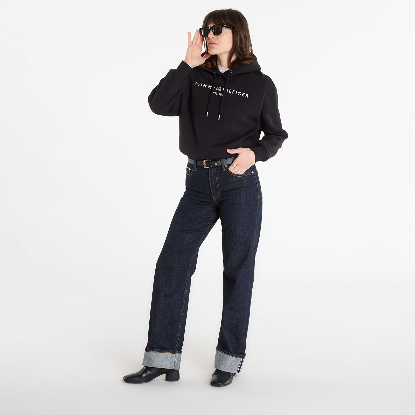 Gensere for kvinner Tommy Hilfiger Corp Logo Mdrn Hoodie Black