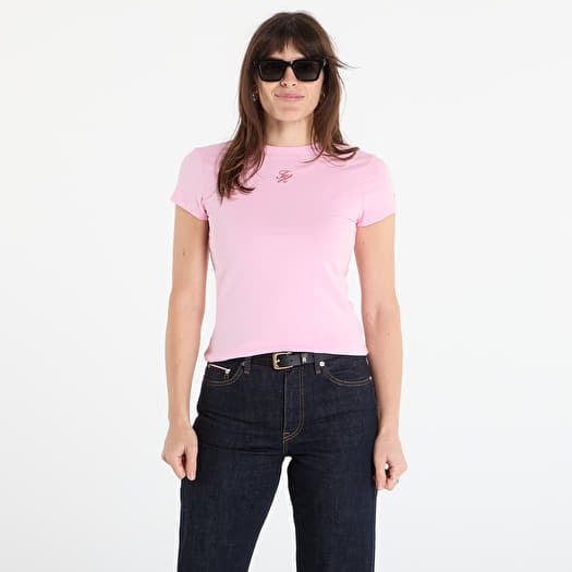 Tričko Tommy Hilfiger Script Slim Ss Tee Classic Pink