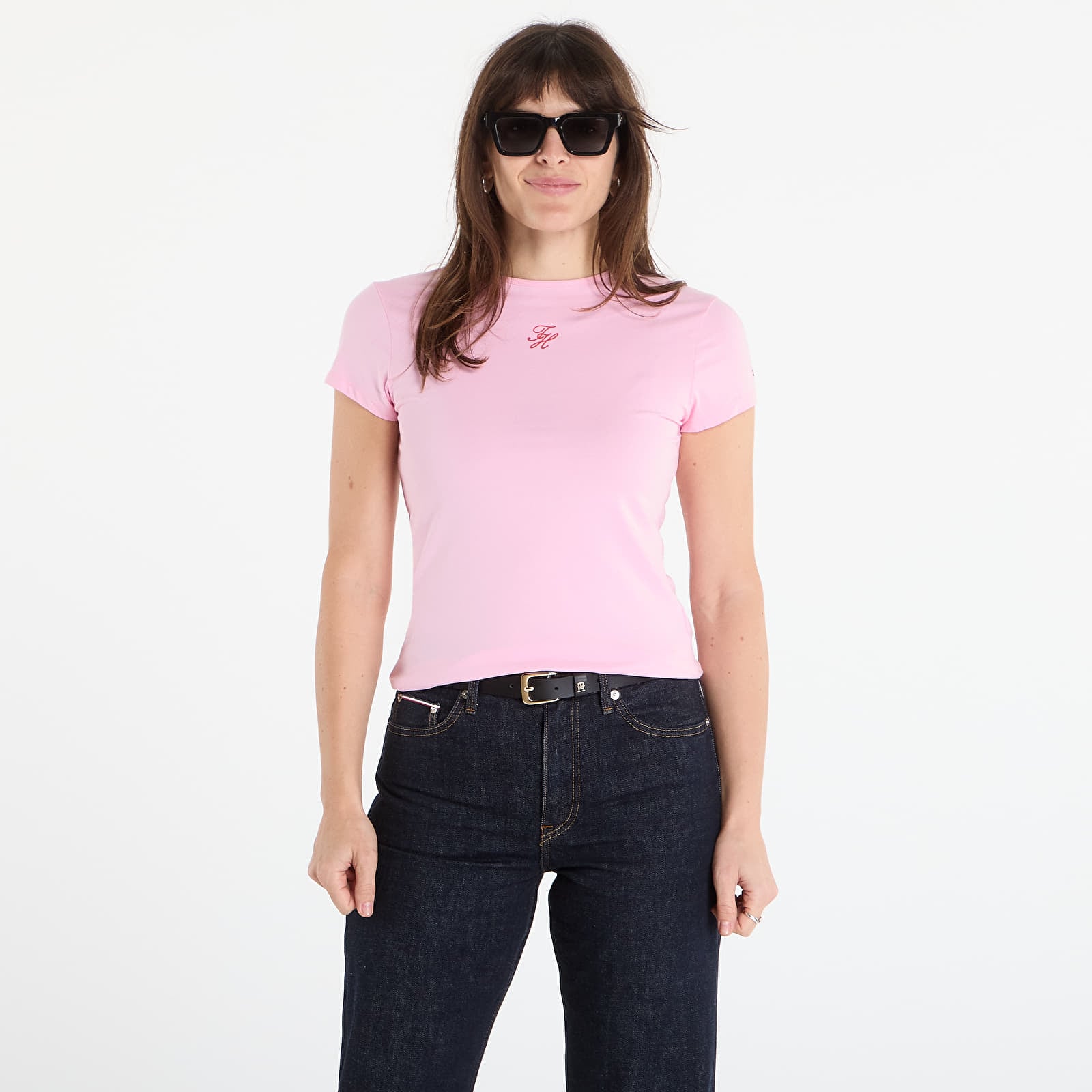 Dámske tričká Tommy Hilfiger Script Slim Ss Tee Classic Pink