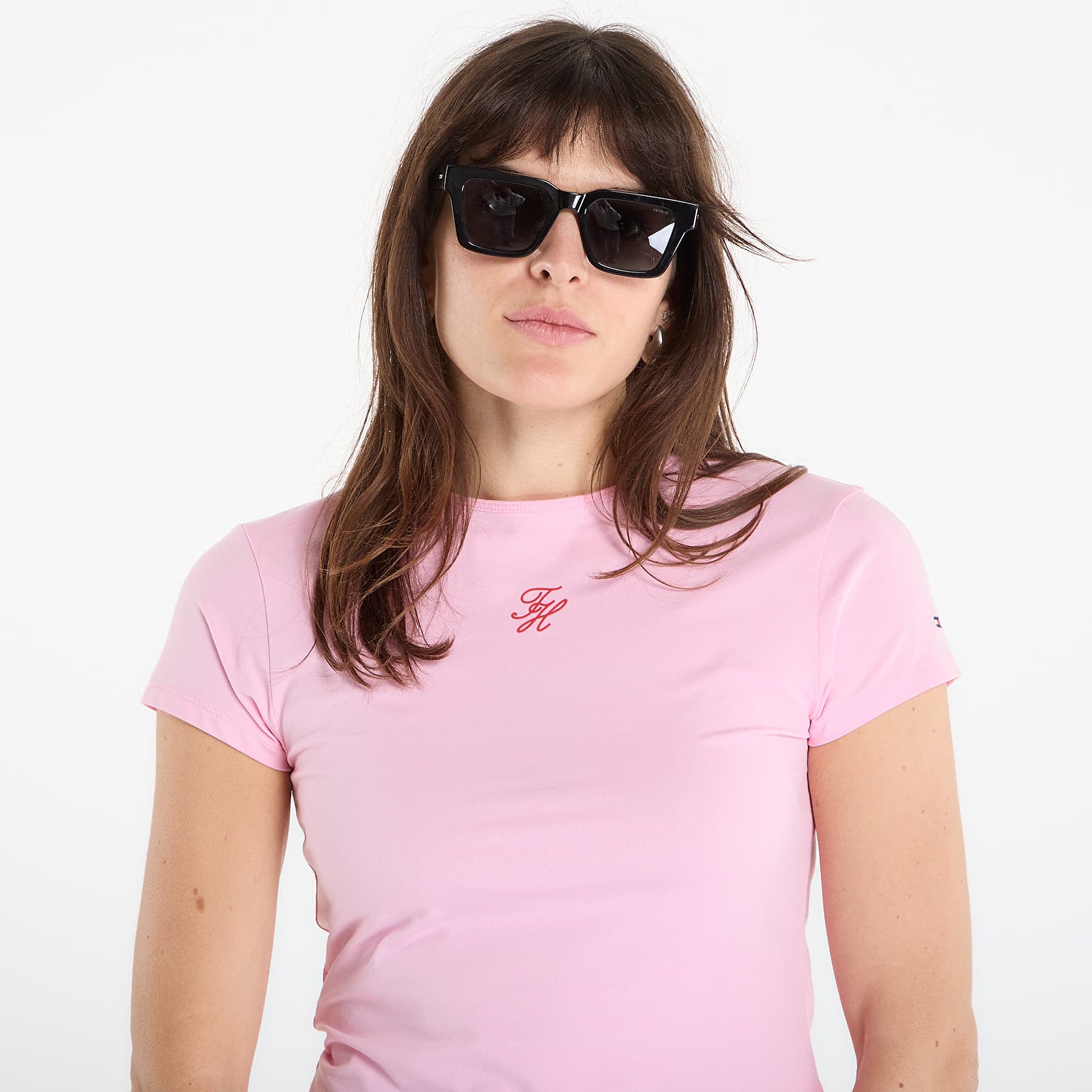 Dámske tričká Tommy Hilfiger Script Slim Ss Tee Classic Pink
