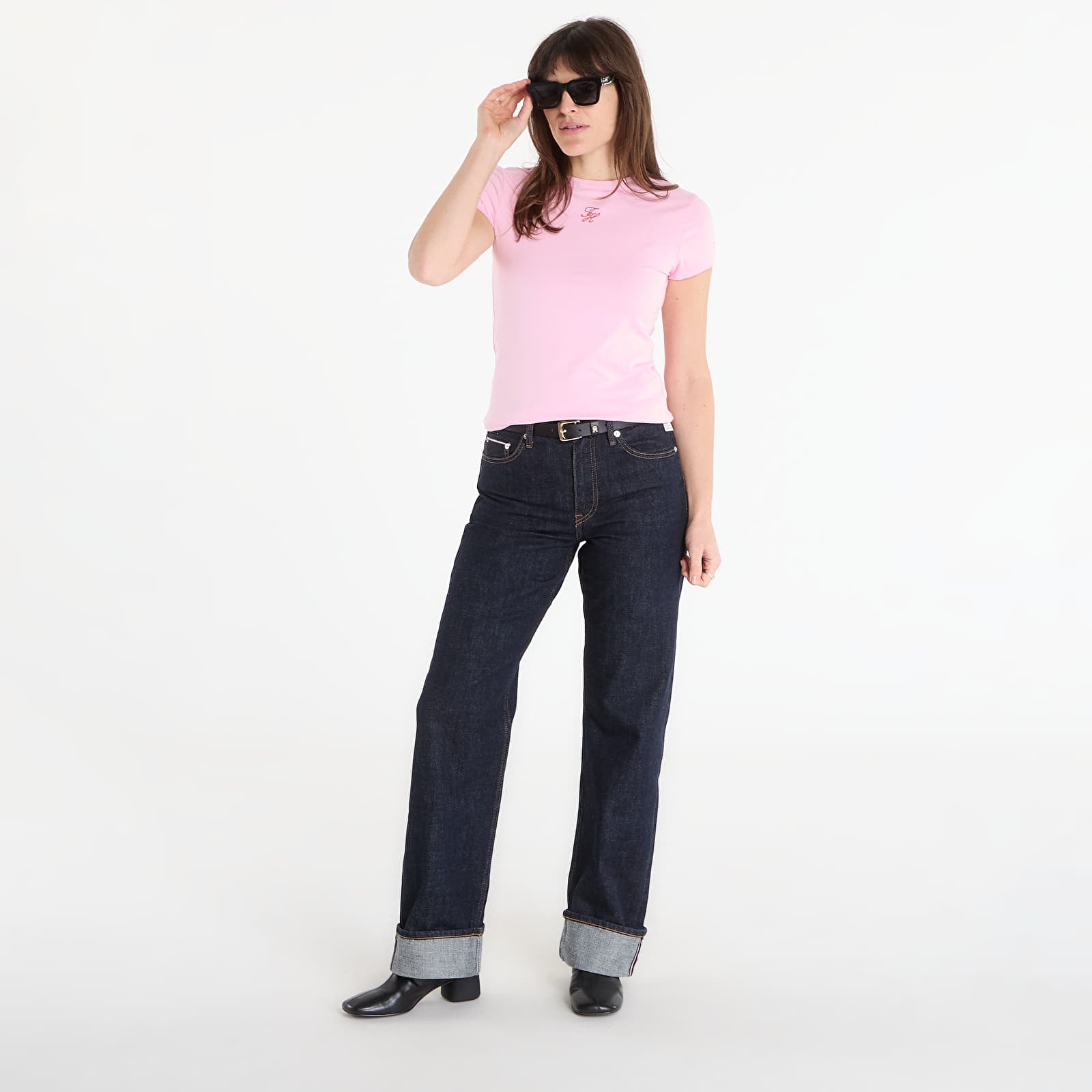 Dámske tričká Tommy Hilfiger Script Slim Ss Tee Classic Pink