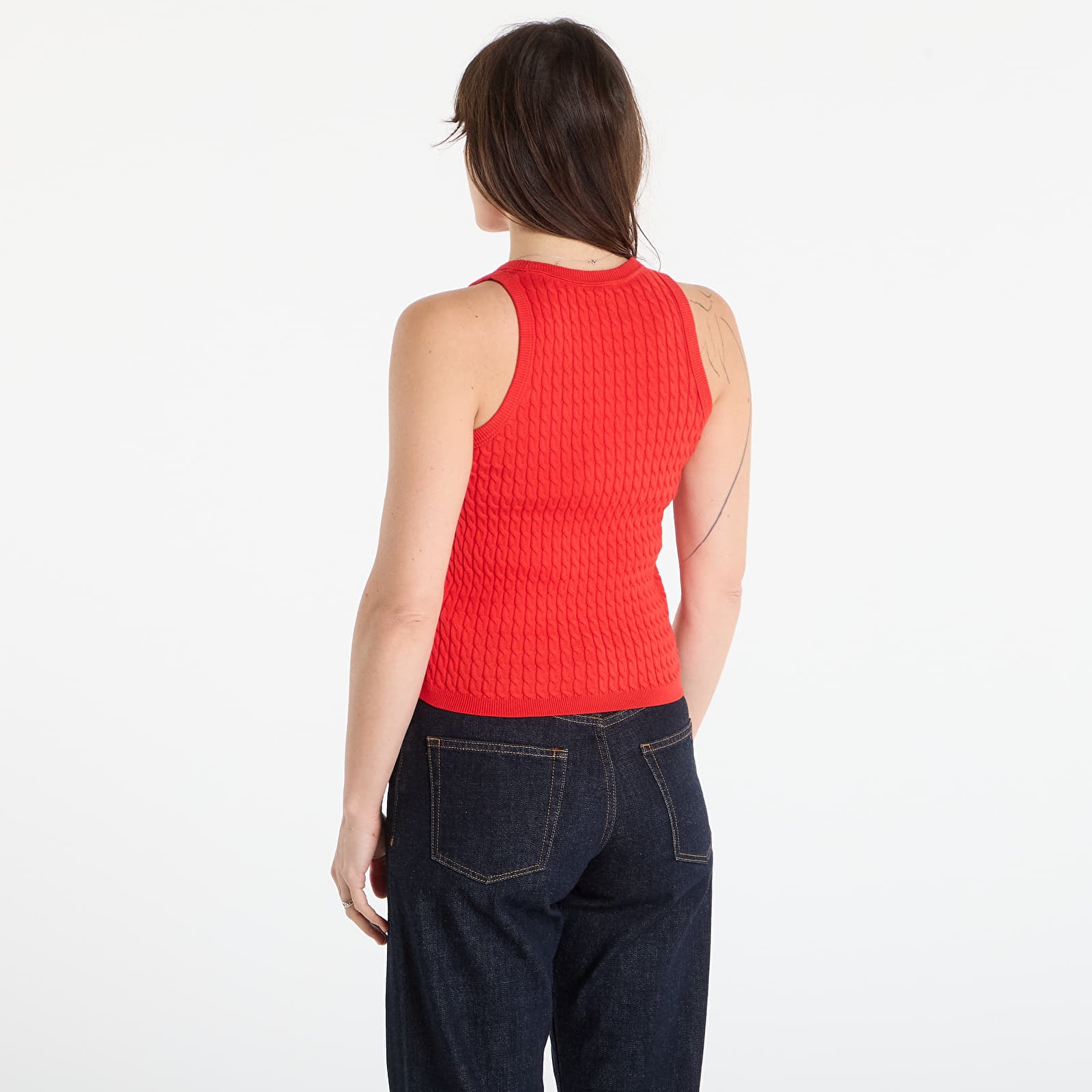 Sieviešu topi Tommy Hilfiger Co Cable Fine Gg Sl Slim Swt Fireworks