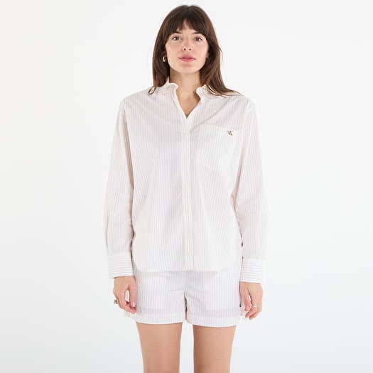 Calvin Klein Jeans Yarndye Cotton Poplin Relaxed Shirt Calico Three Color Refined Stripe