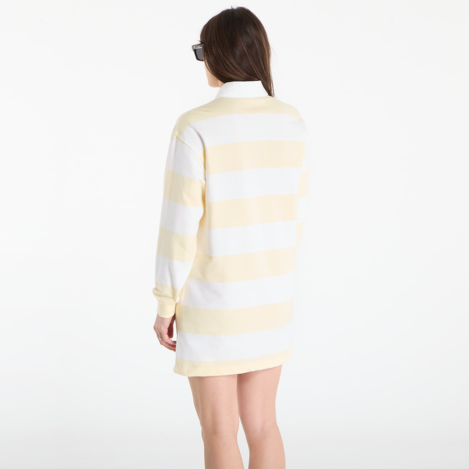 Naiste kleidid Calvin Klein Jeans Ls Varsity Stripe Mini Polo Dres Snow White Stripe