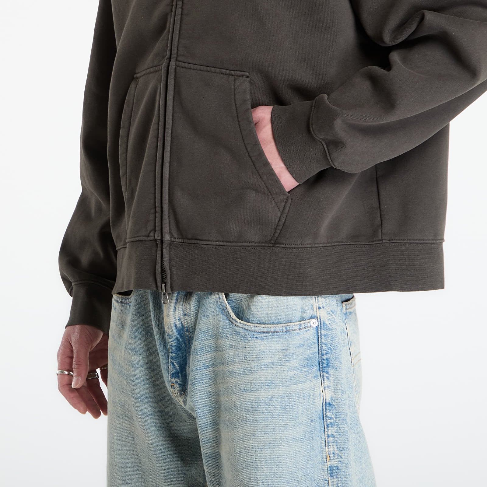 Pánske mikiny Vans Premium Full Zip Hoodie Faded Black