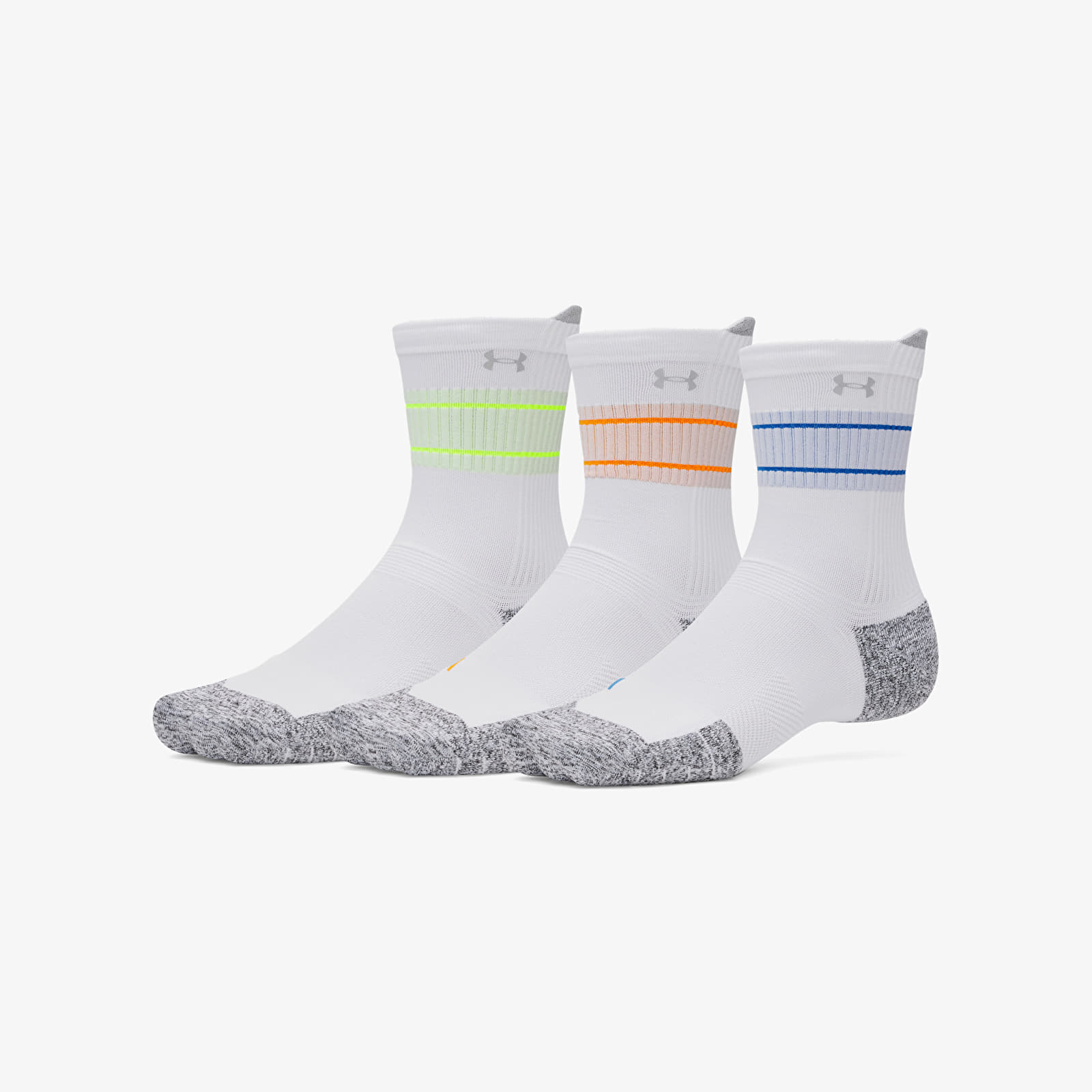 Men's socks Under Armour Velociti Run Cush 3-Pack Crew White