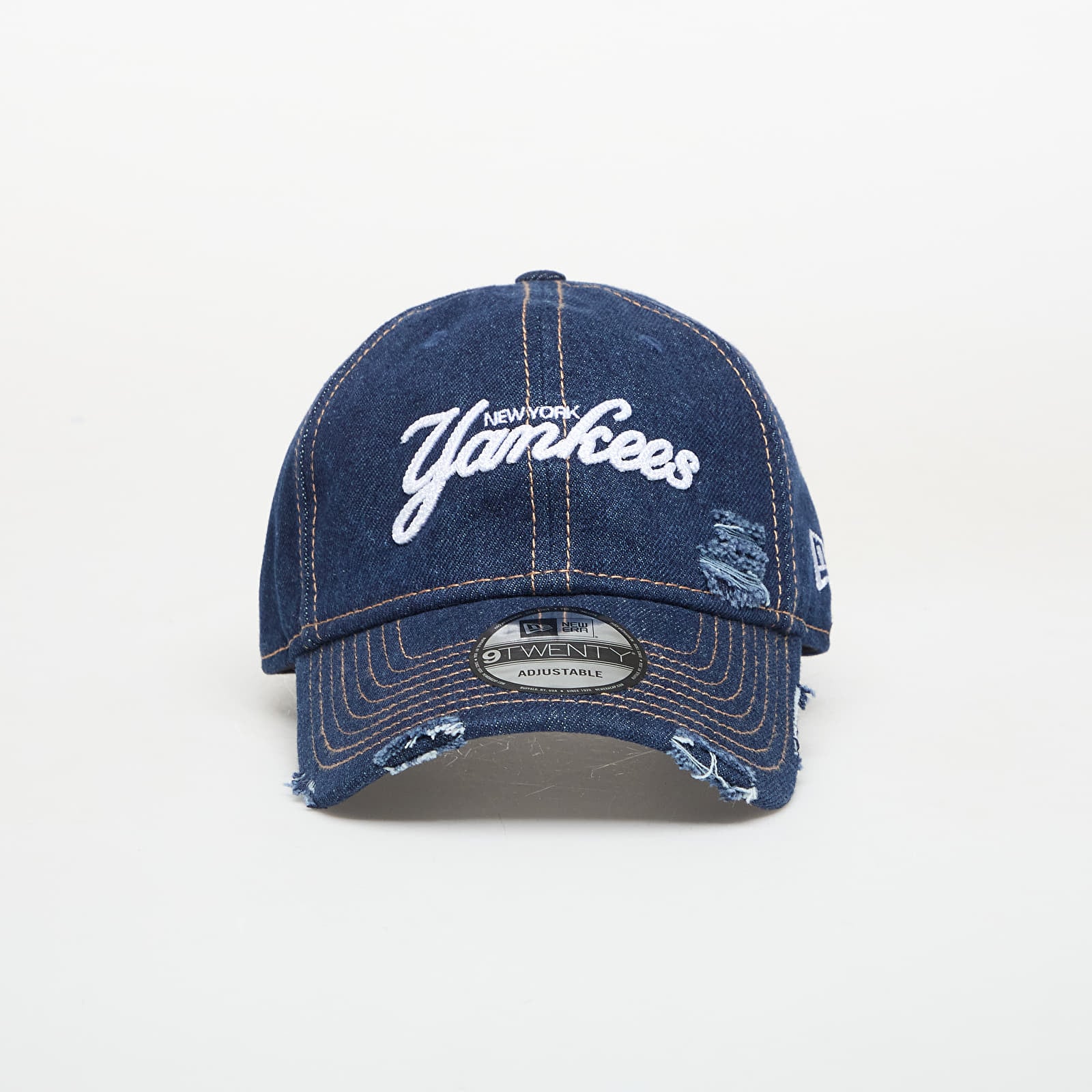 Cappellini da uomo New Era 9TWENTY MLB Denim Distress New York Yankees Navy