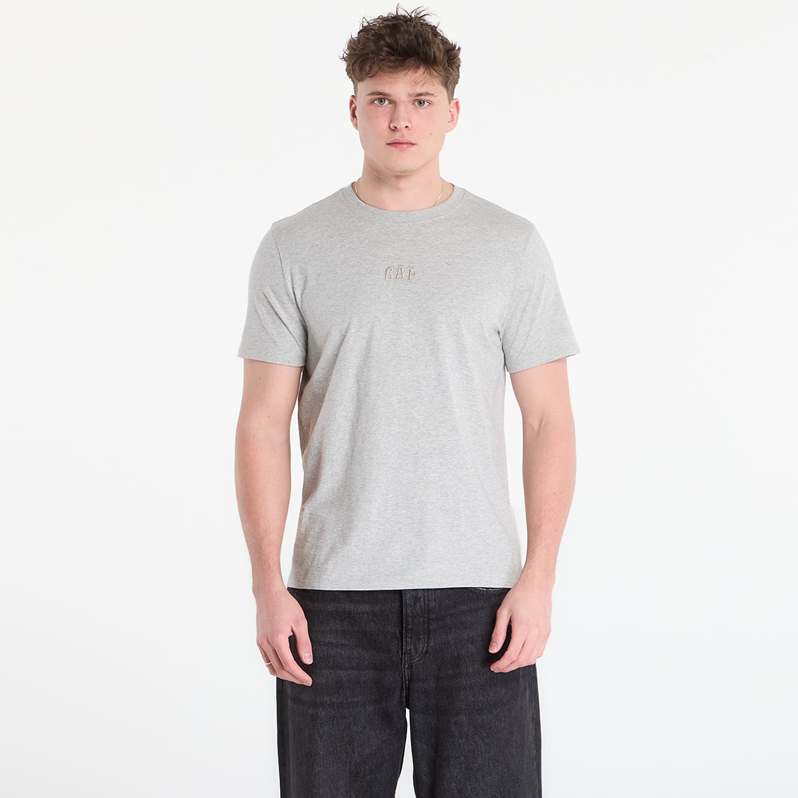 Marškinėliai GAP V-Frch Mini Logo Tee Light Heather Grey