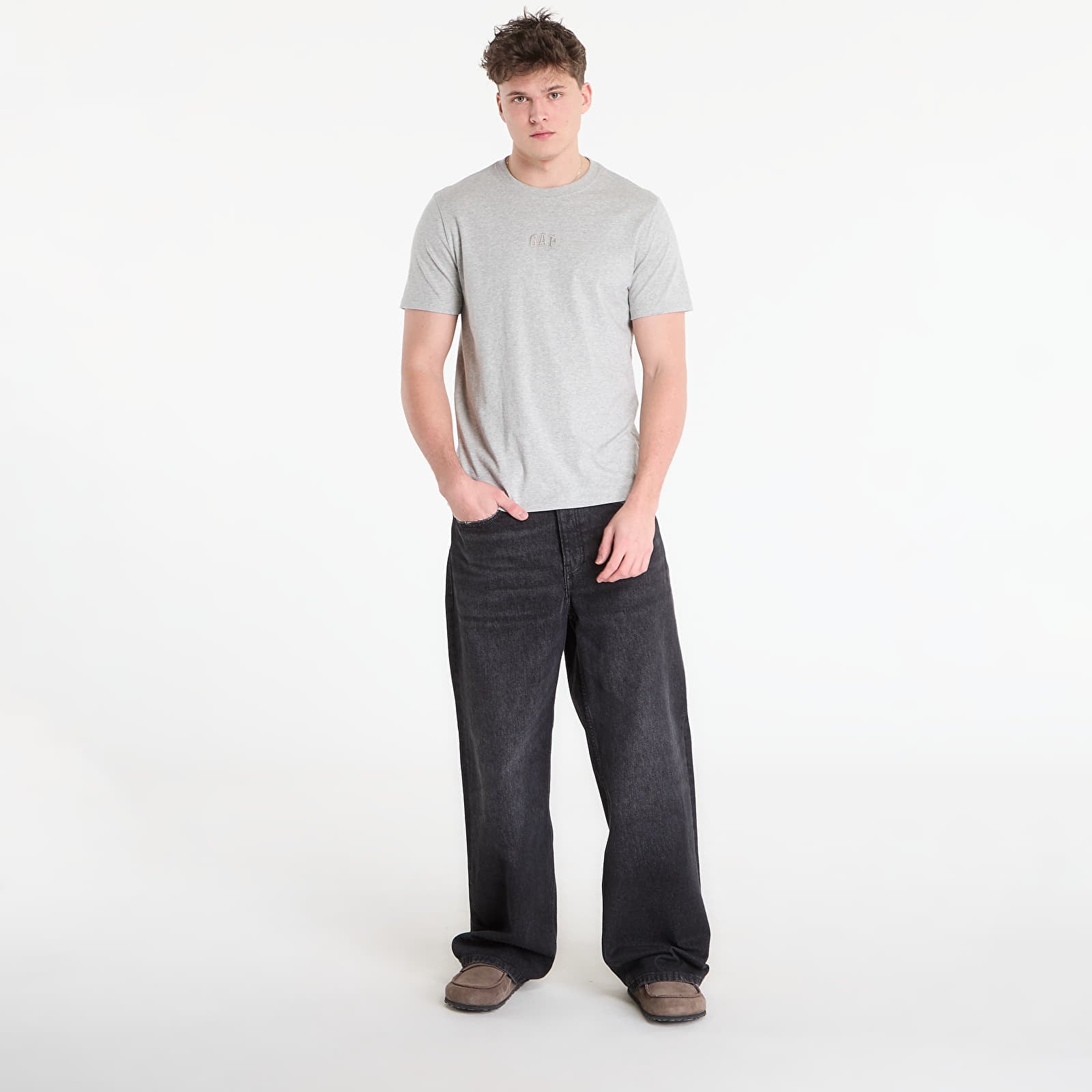 Marškinėliai GAP V-Frch Mini Logo Tee Light Heather Grey