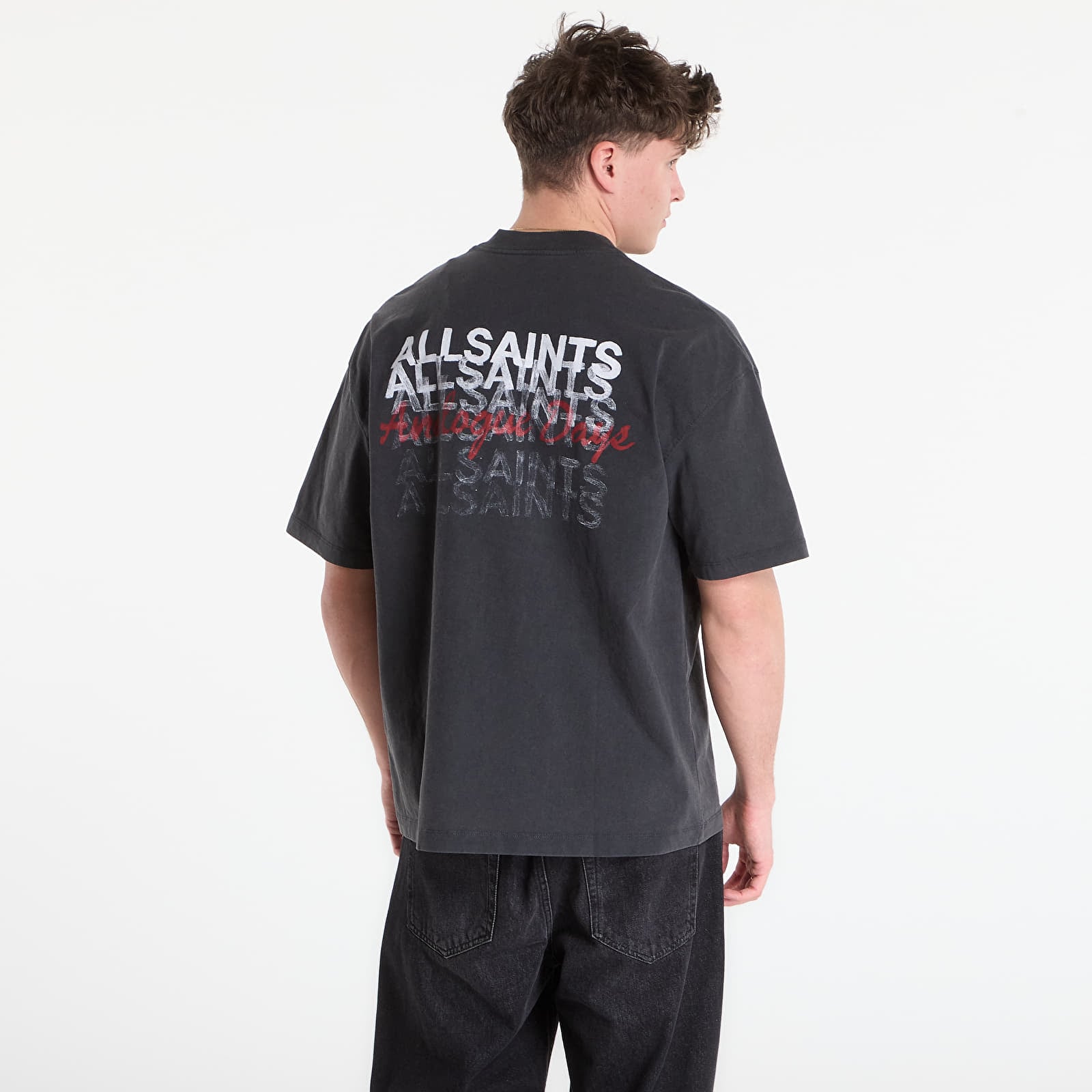 Marškinėliai AllSaints Graphene Ss Crew Washed Black