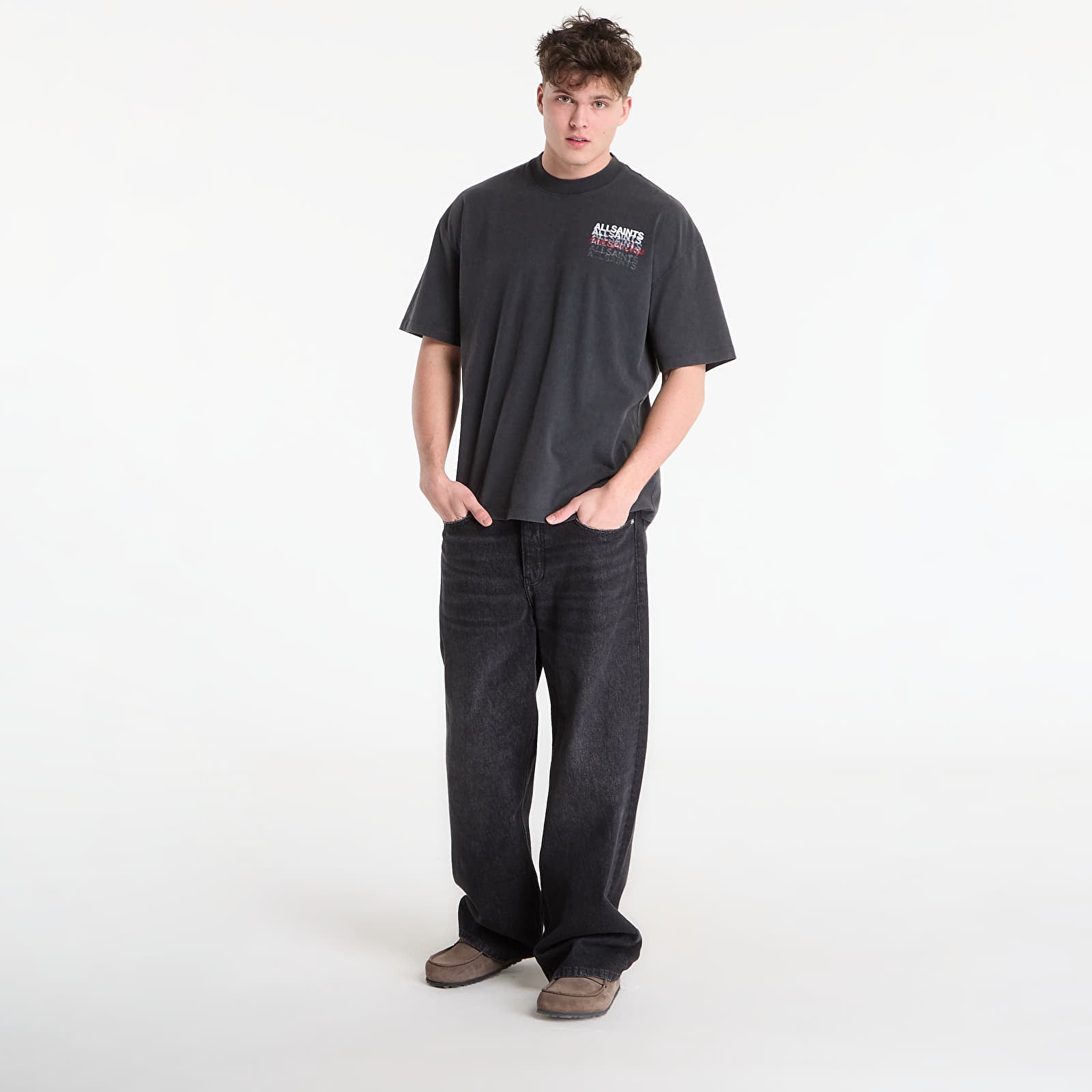 Marškinėliai AllSaints Graphene Ss Crew Washed Black