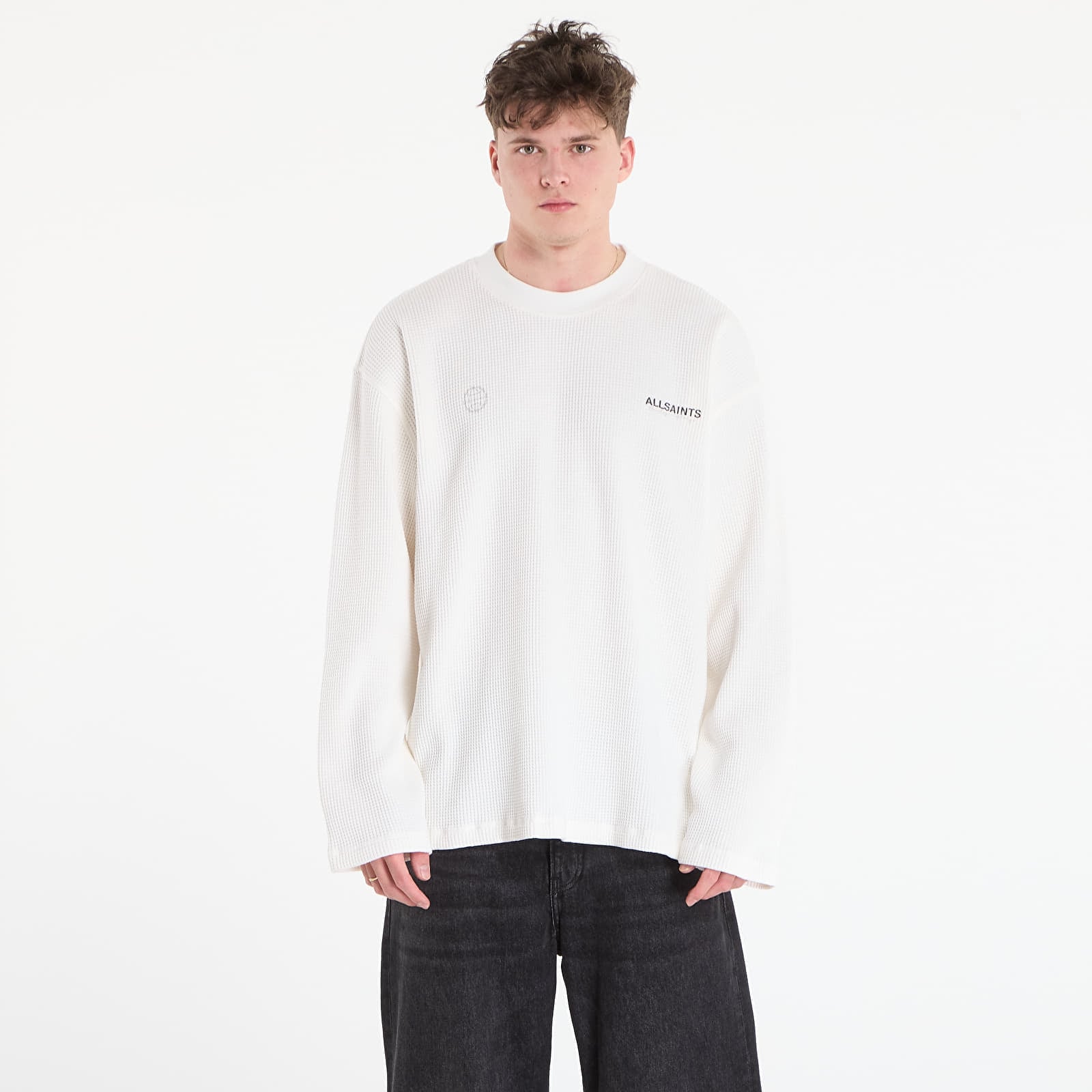 Суитшърт AllSaints Emblem Ls Crew Cottage White M