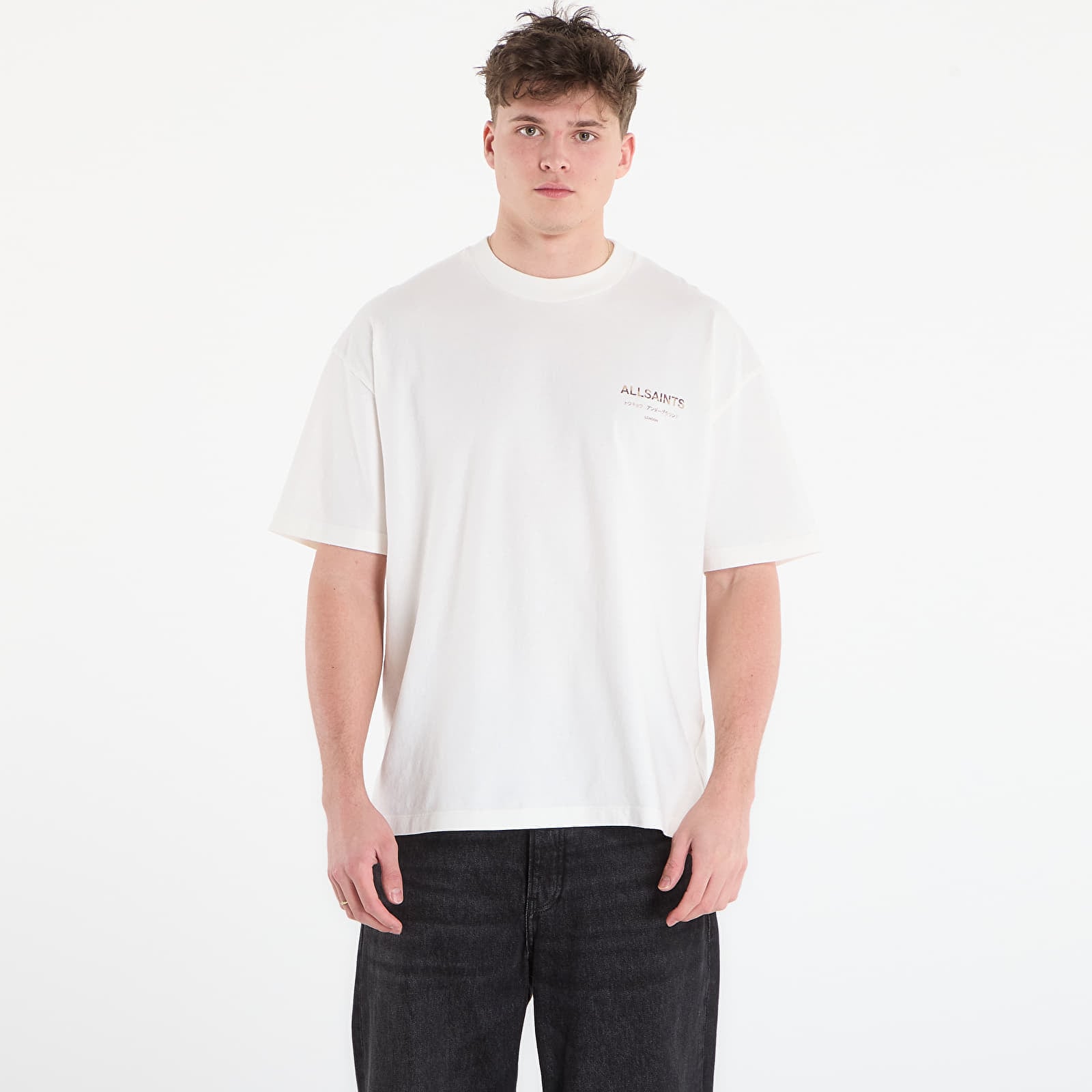 T-shirt AllSaints Underground Ss Crew Ashen White/ Dakota M