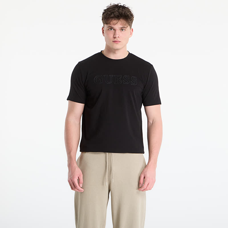 Póló GUESS Ss Alphy T-Shirt Jet Black