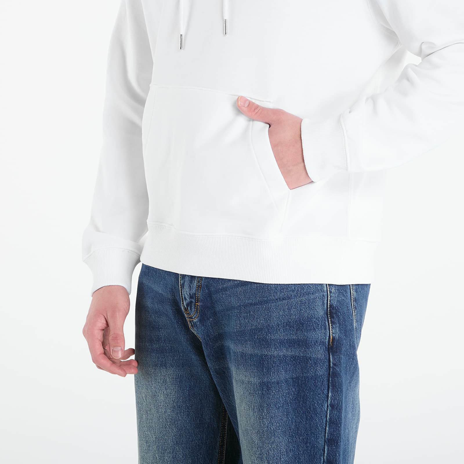 Džemperiai su gobtuvais ir džemperiai Calvin Klein Jeans Ls Eu 350Terry Badge Hoodie Bright White