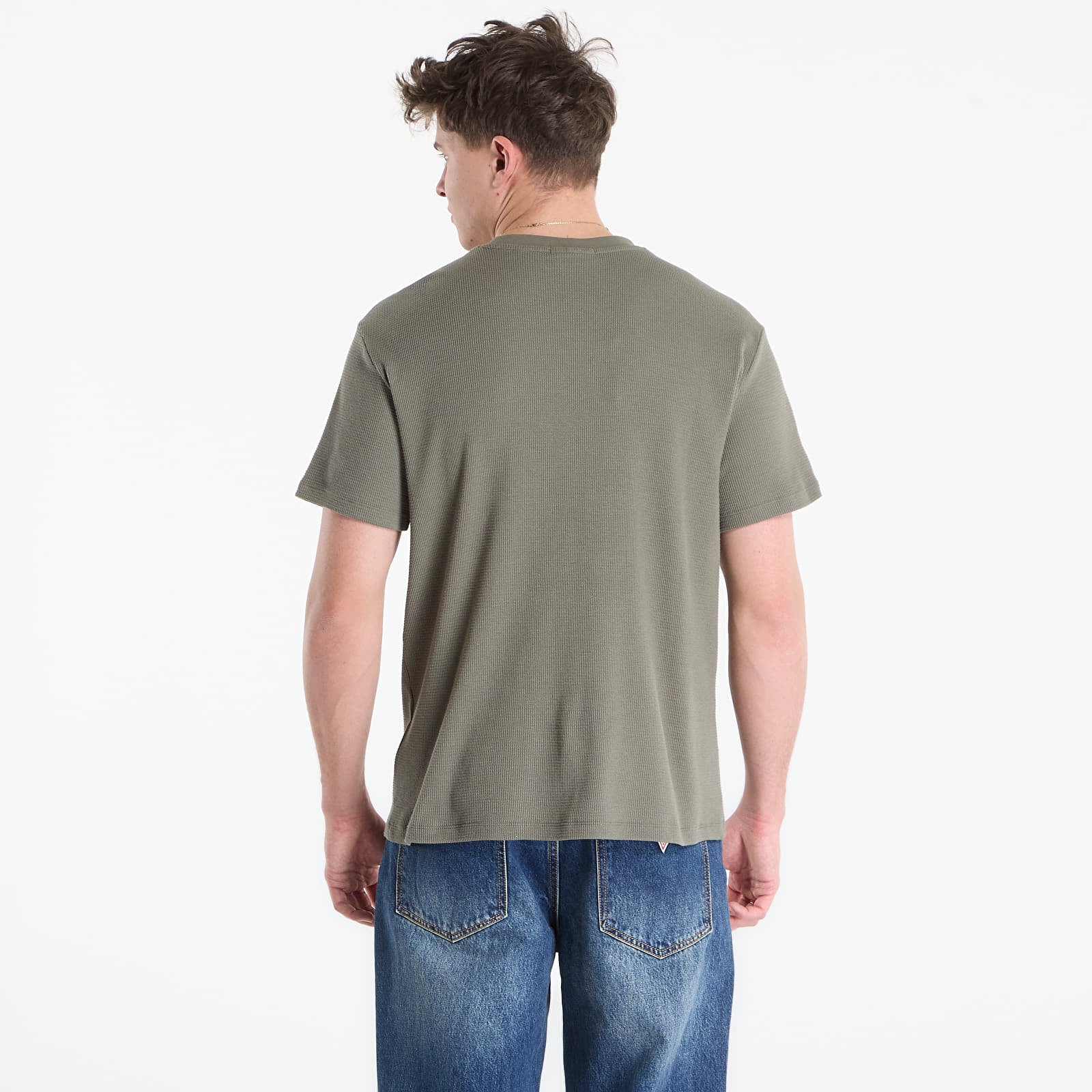   Μπλούζες Calvin Klein Jeans Ss Waffle Woven Label Crewnk Tee Dusty Olive