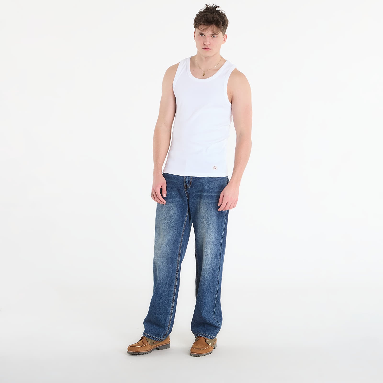 Tank Tops Calvin Klein Jeans 2X2 Rib Badge Tank Top Bright White