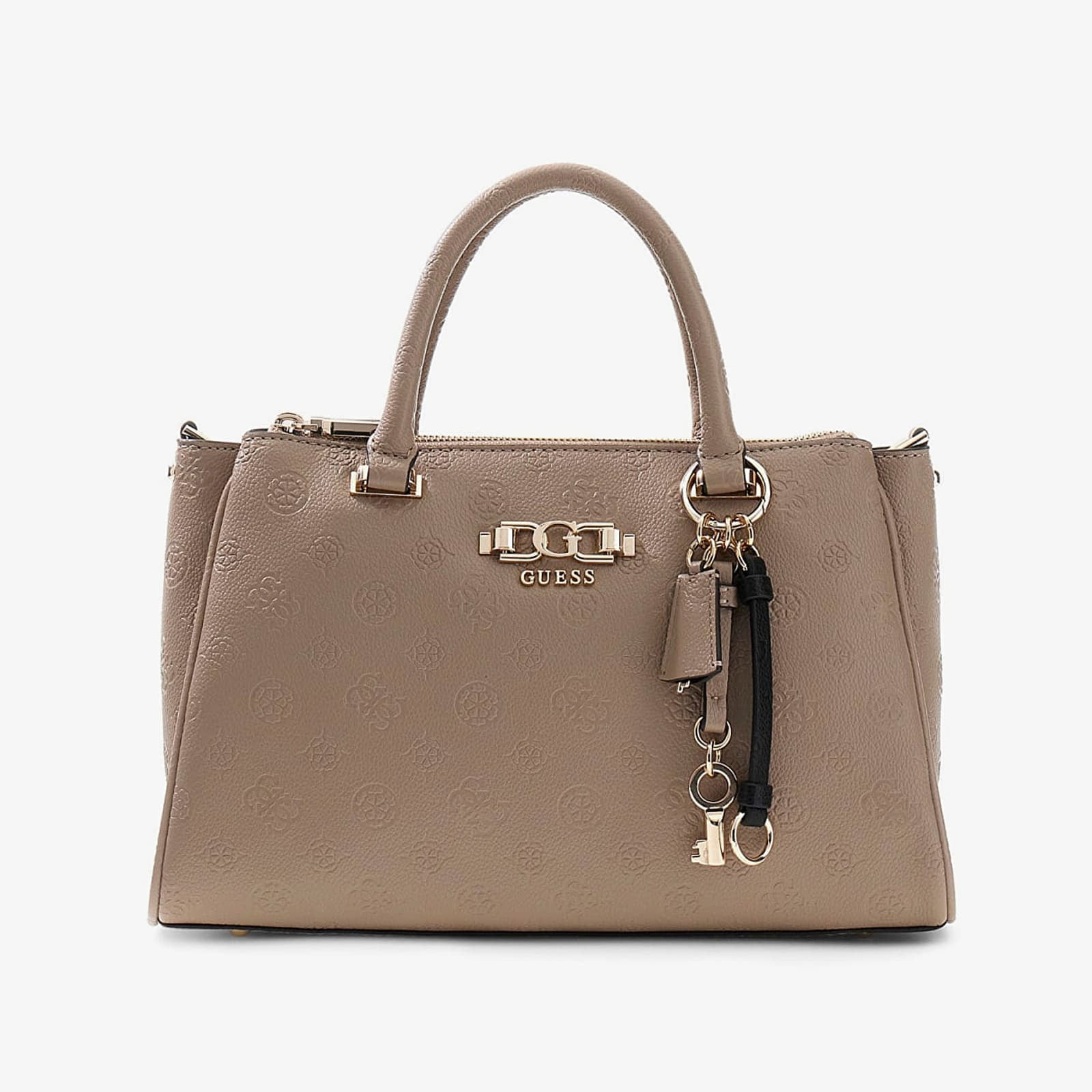 GUESS Anise Triple Comp Satchel Dark Taupe Logo Universal