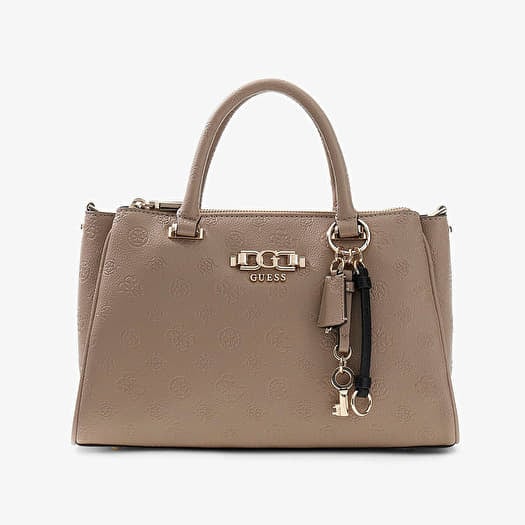 GUESS Anise Triple Comp Satchel Dark Taupe Logo