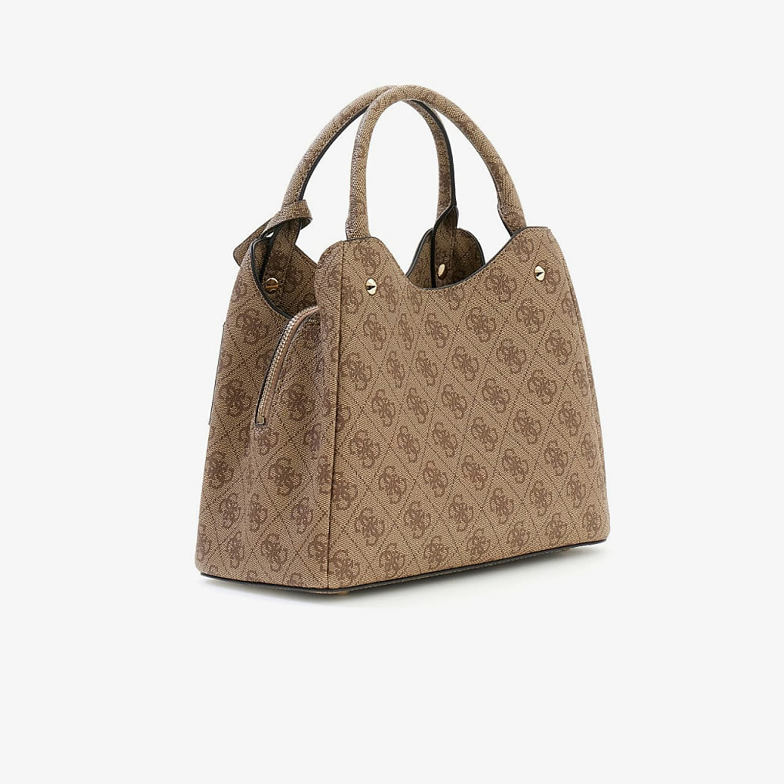 Genți de mână GUESS Meridian II Sml Girlfriend Carryall Latte Logo